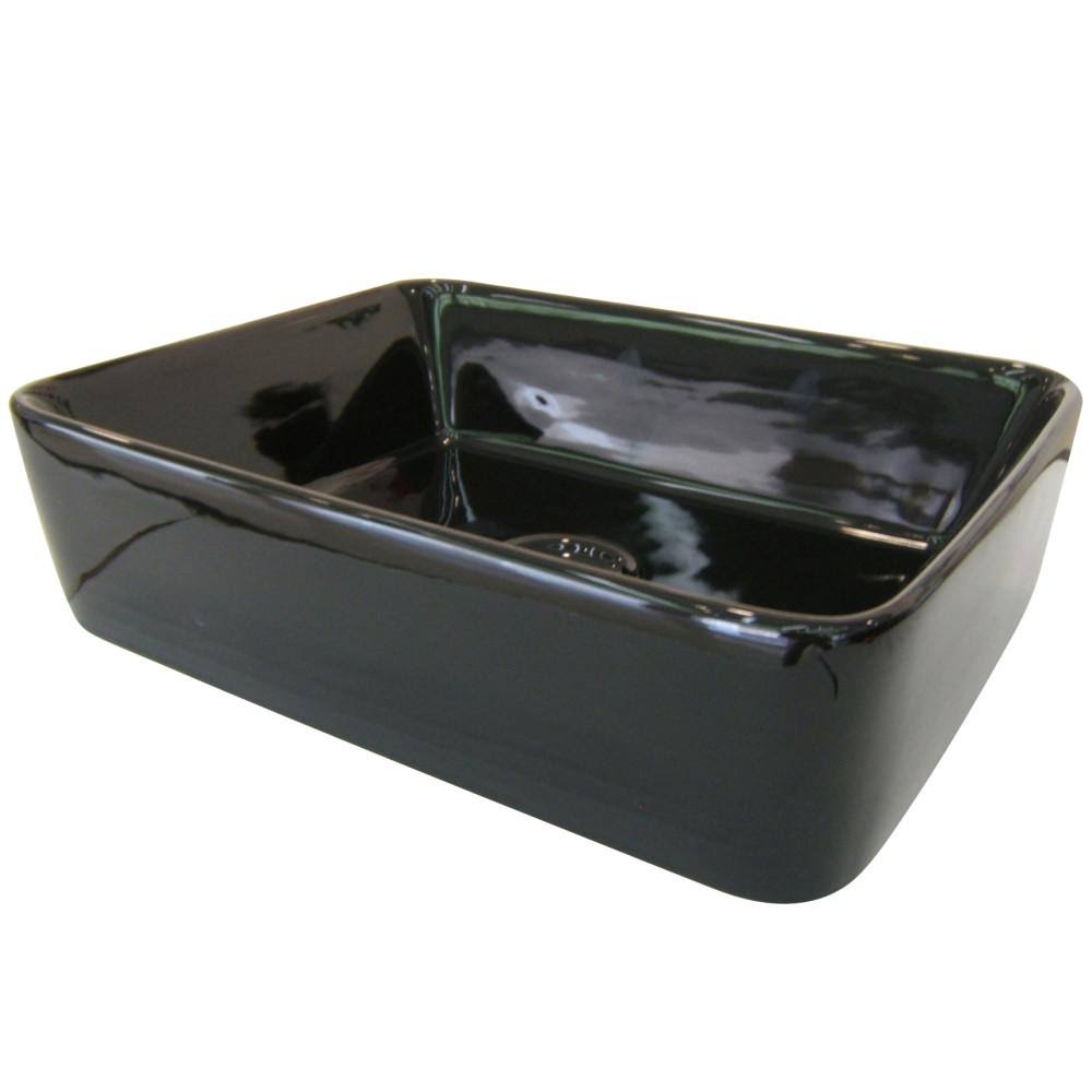 Kingston Brass French China Vessel Bathroom Sink Without Overflow Hole - Black