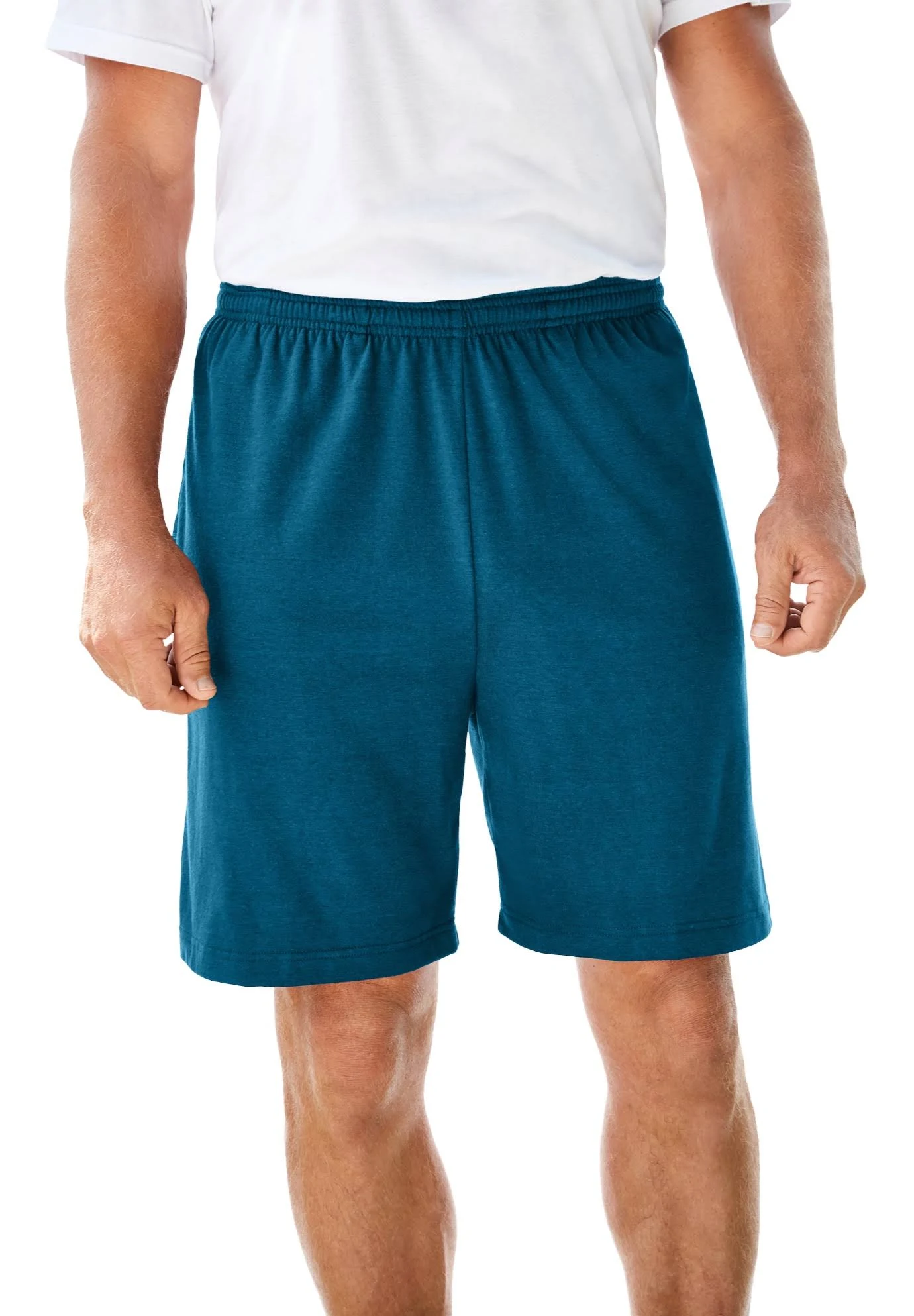 Men&s Big u0026 Tall Lightweight Jersey Shorts by KingSize in Heather Teal (Size 8XL)