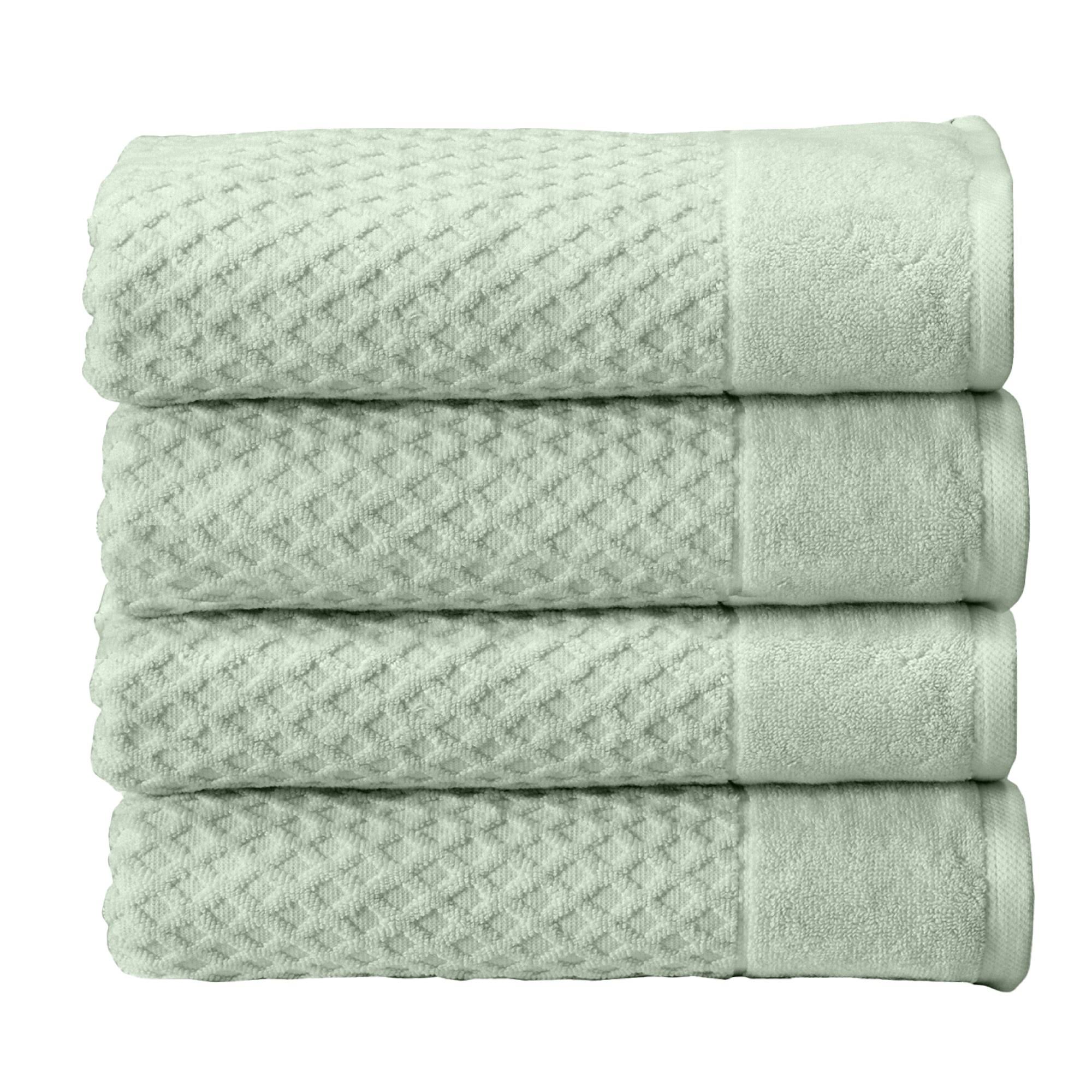 Great Bay Home 100% Cotton Textured 4 Pack Bath Towel Set Pale Green