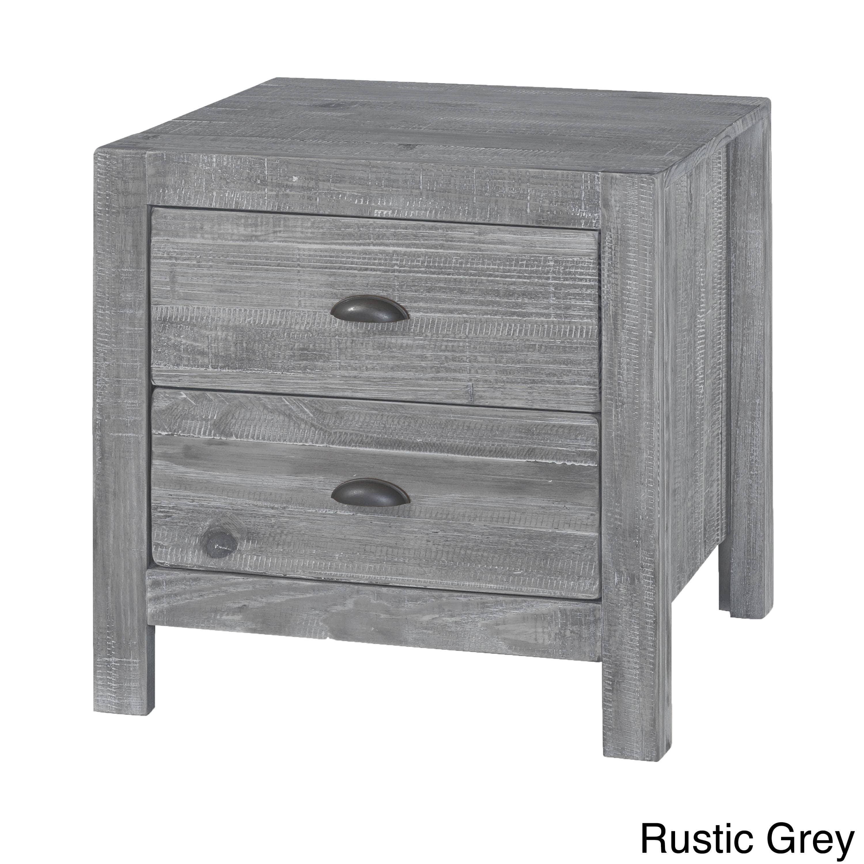 Grain Wood Furniture Montauk 2-Drawer Nightstand Solid Wood, Gray