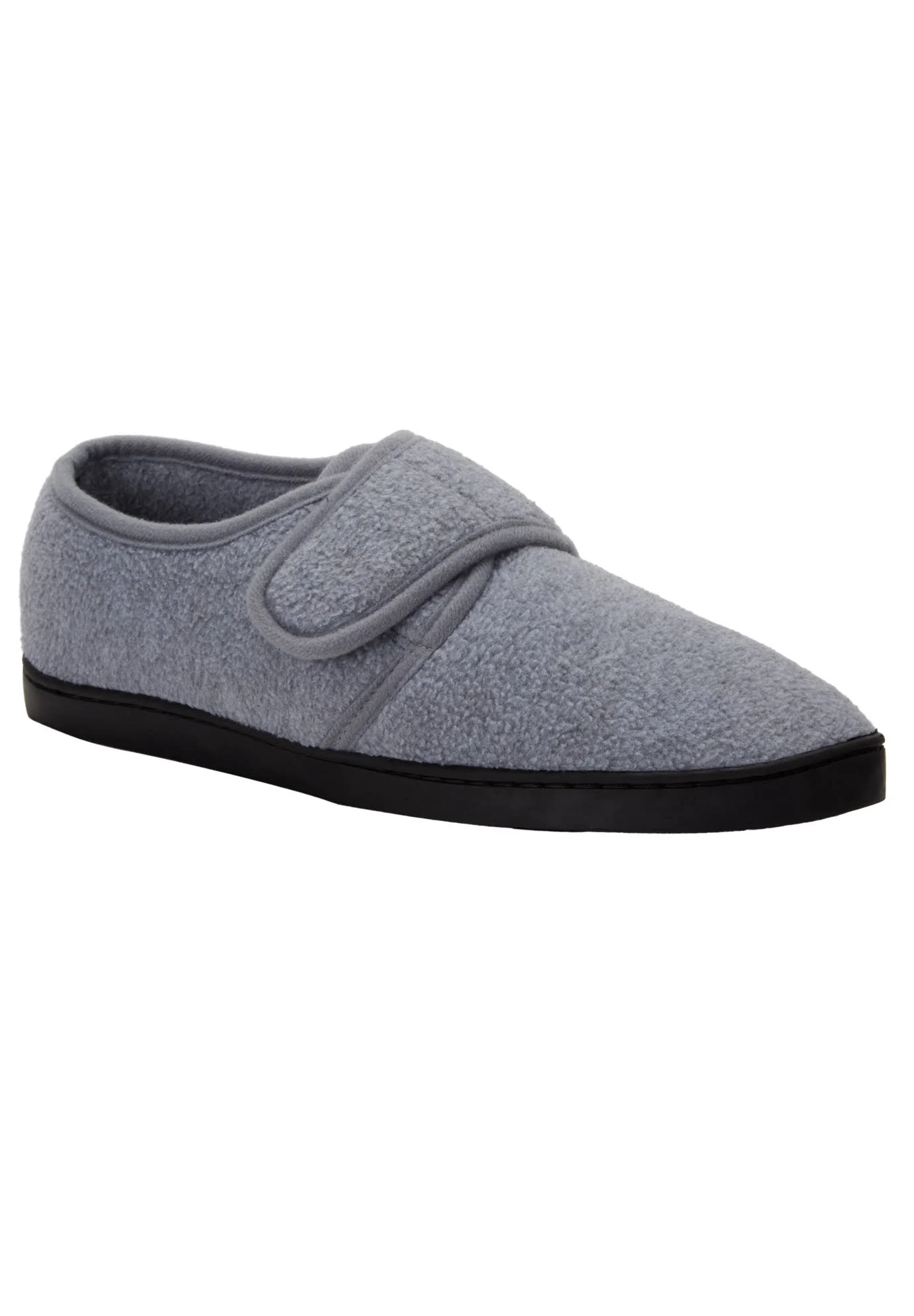 Men&s Adjustable Fleece Slippers by KingSize in Charcoal (Size 14 M)