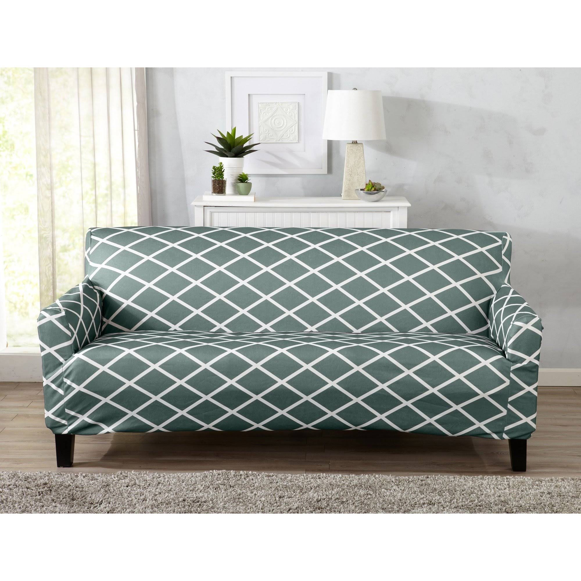 Great Bay Home Tori Sofa Slipcover in Blue