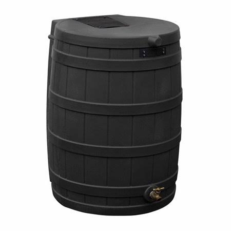 Good Ideas Rain Wizard Plastic Rain Water Collection Barrel, Black, 50 Gallon