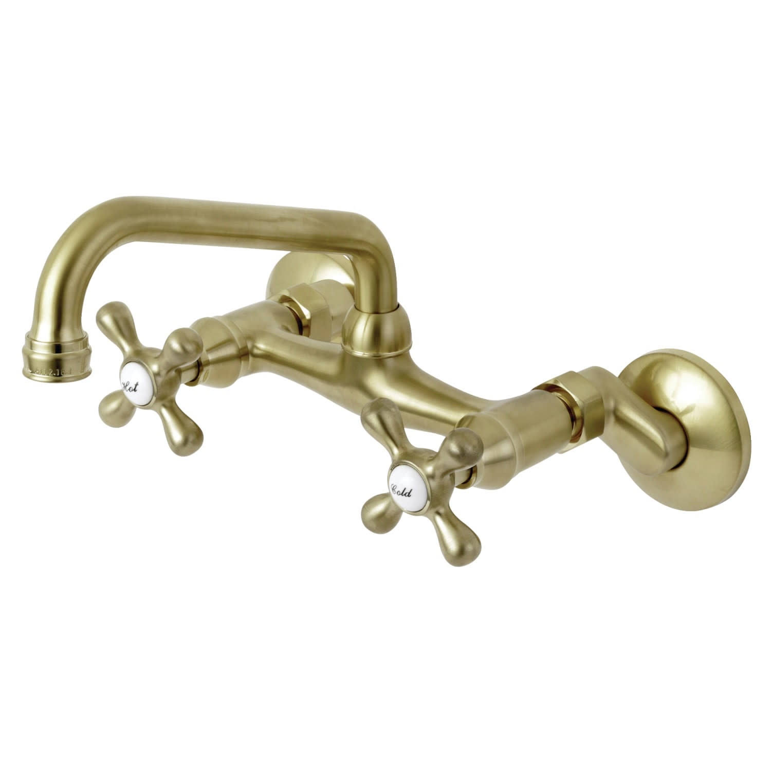Kingston Brass Ks213sb Magellan 6x22 Adjustable Center Wall Mount Kitchen Faucet, Brushed Brass