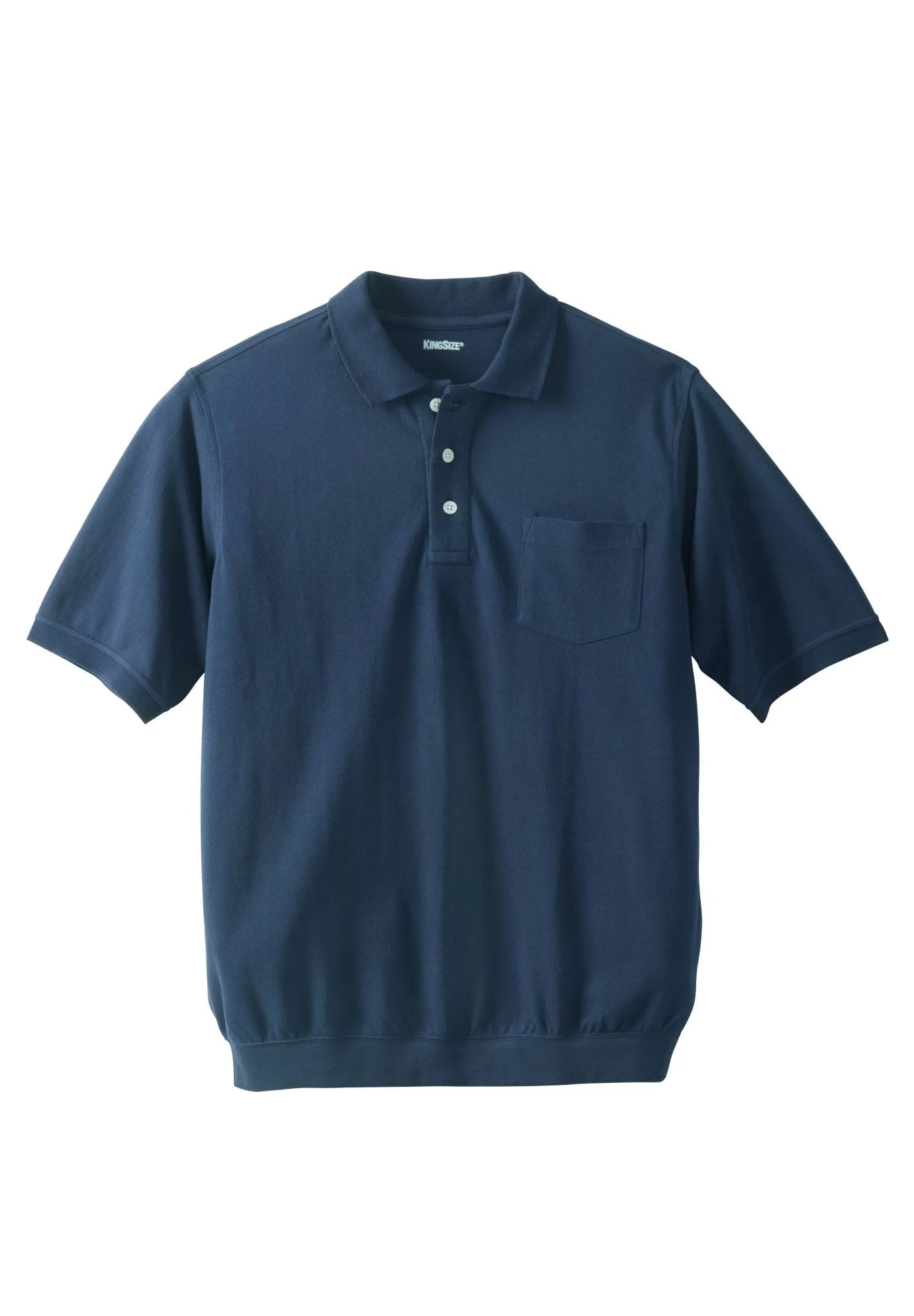 Men&s Big u0026 Tall Banded Bottom Pocket Pique Polo Shirt by KingSize in Navy (Size 3XL)