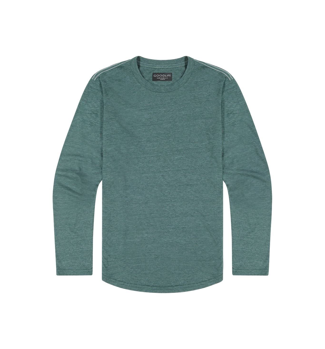 Goodlife Tri-Blend L/S Scallop Crewneck T-Shirt | Jungle Green