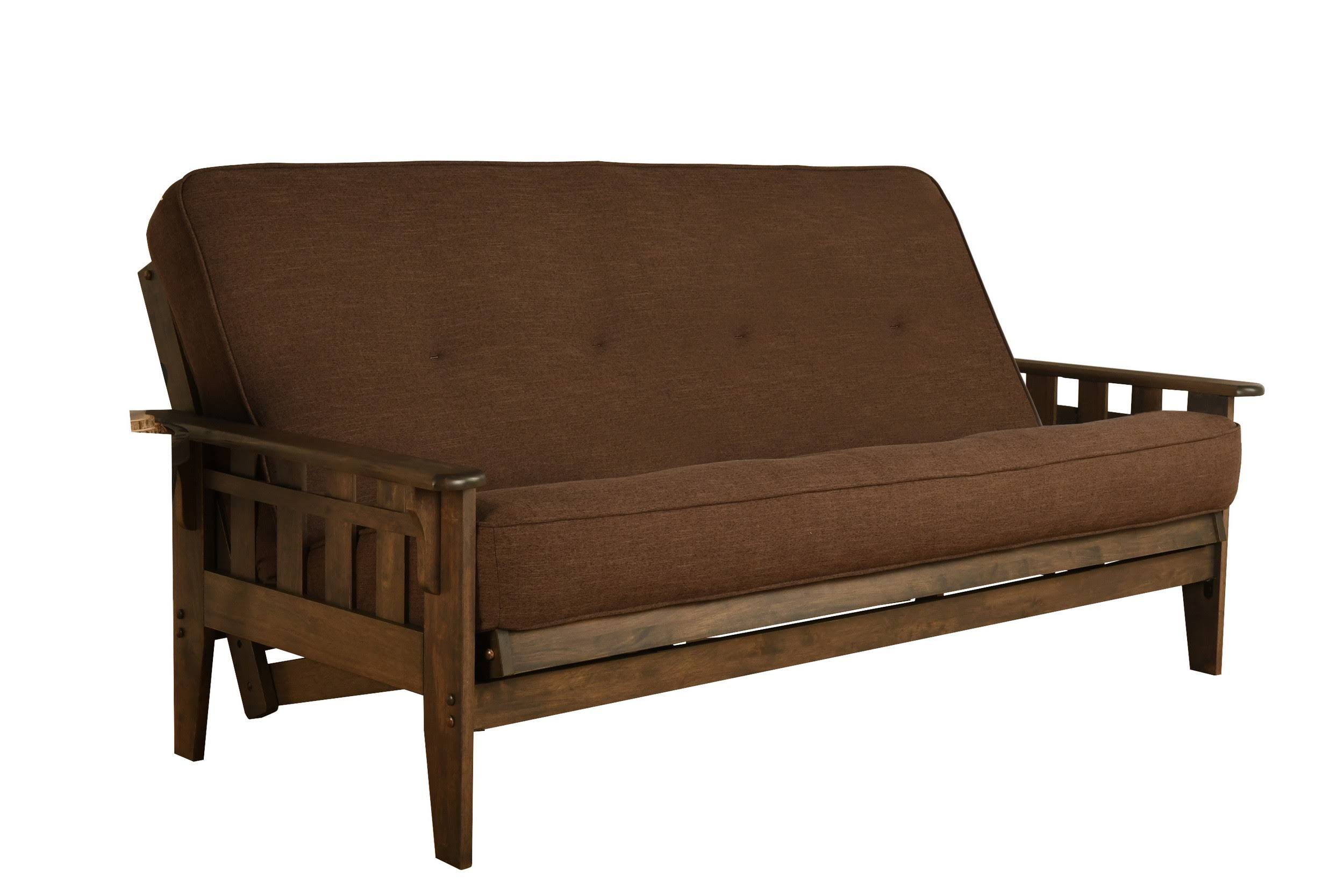Kodiak KFTSRWLCOCLF6MD3 | Kodiak Tucson Rustic Walnut Full Futon with Linen Cocoa Mattress Sold by Goedeker&s | Futons