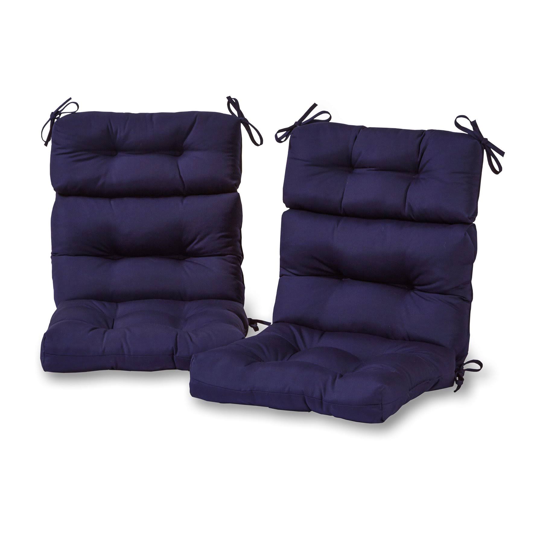 Set of 2 Outdoor High Back Chair Cushion Navy Greendale Home Fashions