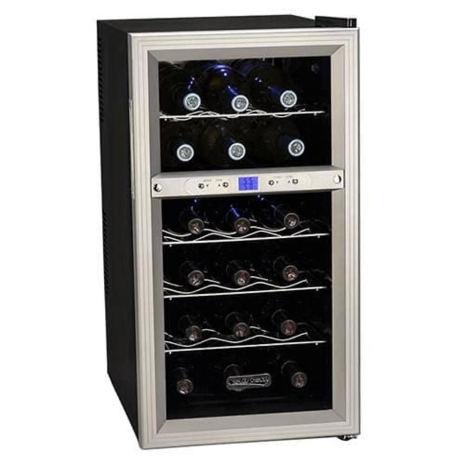 Koldfront TWR181ES 18-Bottle Dual Zone Thermoelectric Wine Cooler - 13.6x22 - Black/Silver