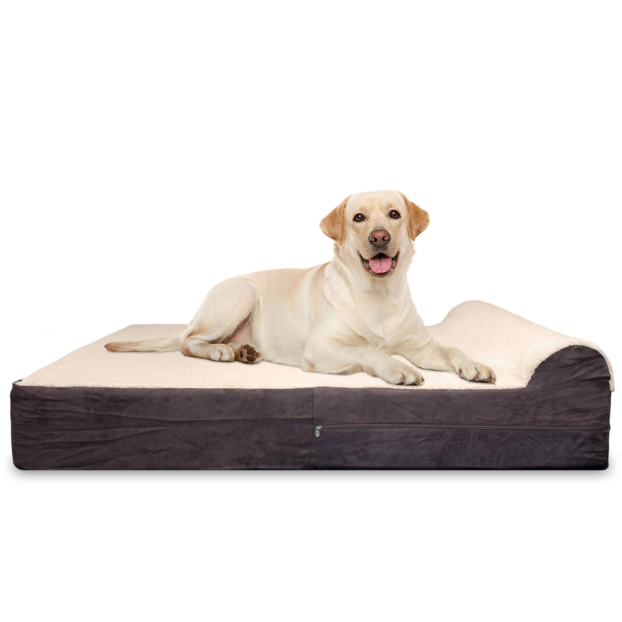 Kopeks 7-Inch Thick High Grade Orthopedic Memory Foam Dog Bed with Pillow and to