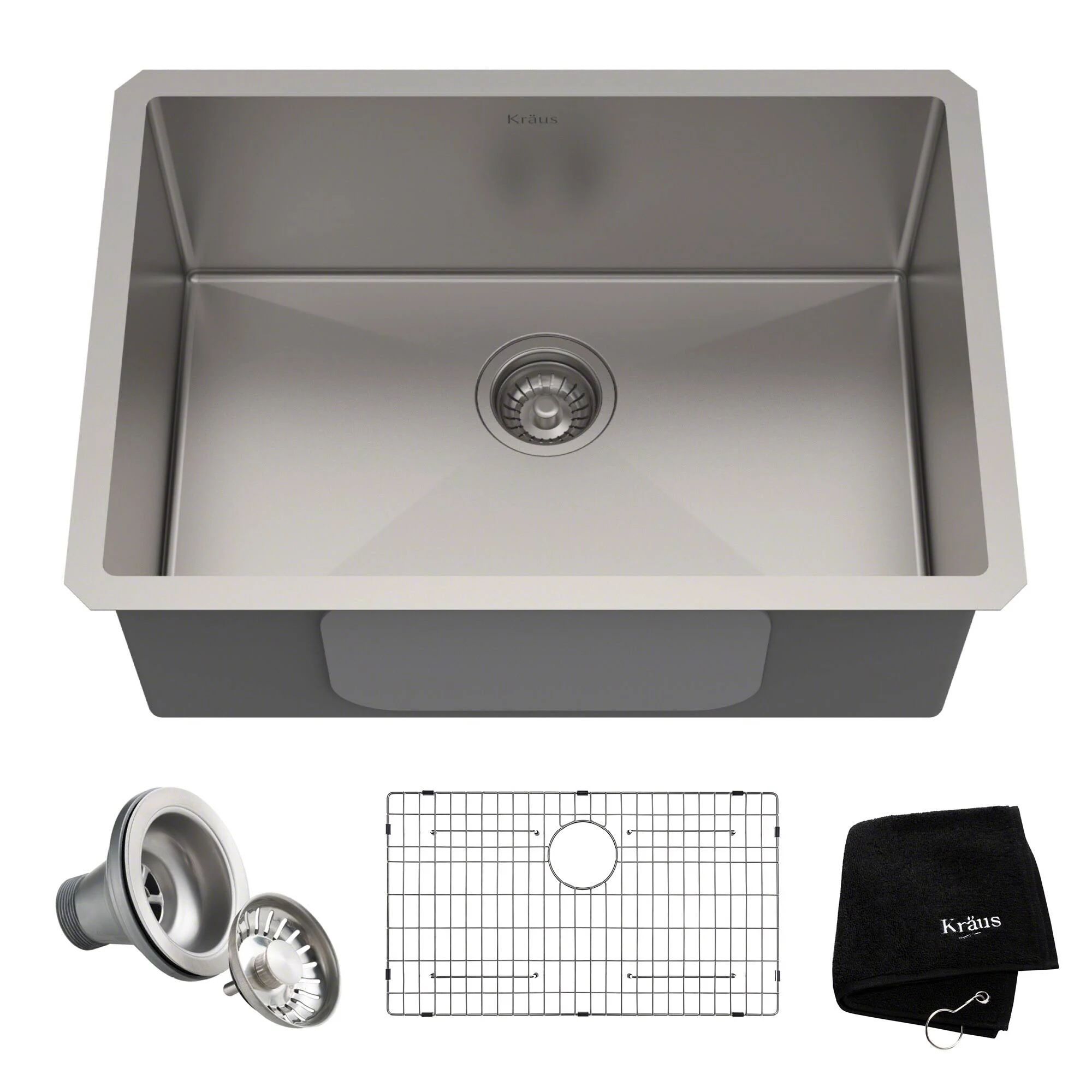 Kraus Standart Pro Undermount Single Bowl Stainless Steel Kitchen Sink - 26 inch (26x22L x 18x22W x 10.25x22D)