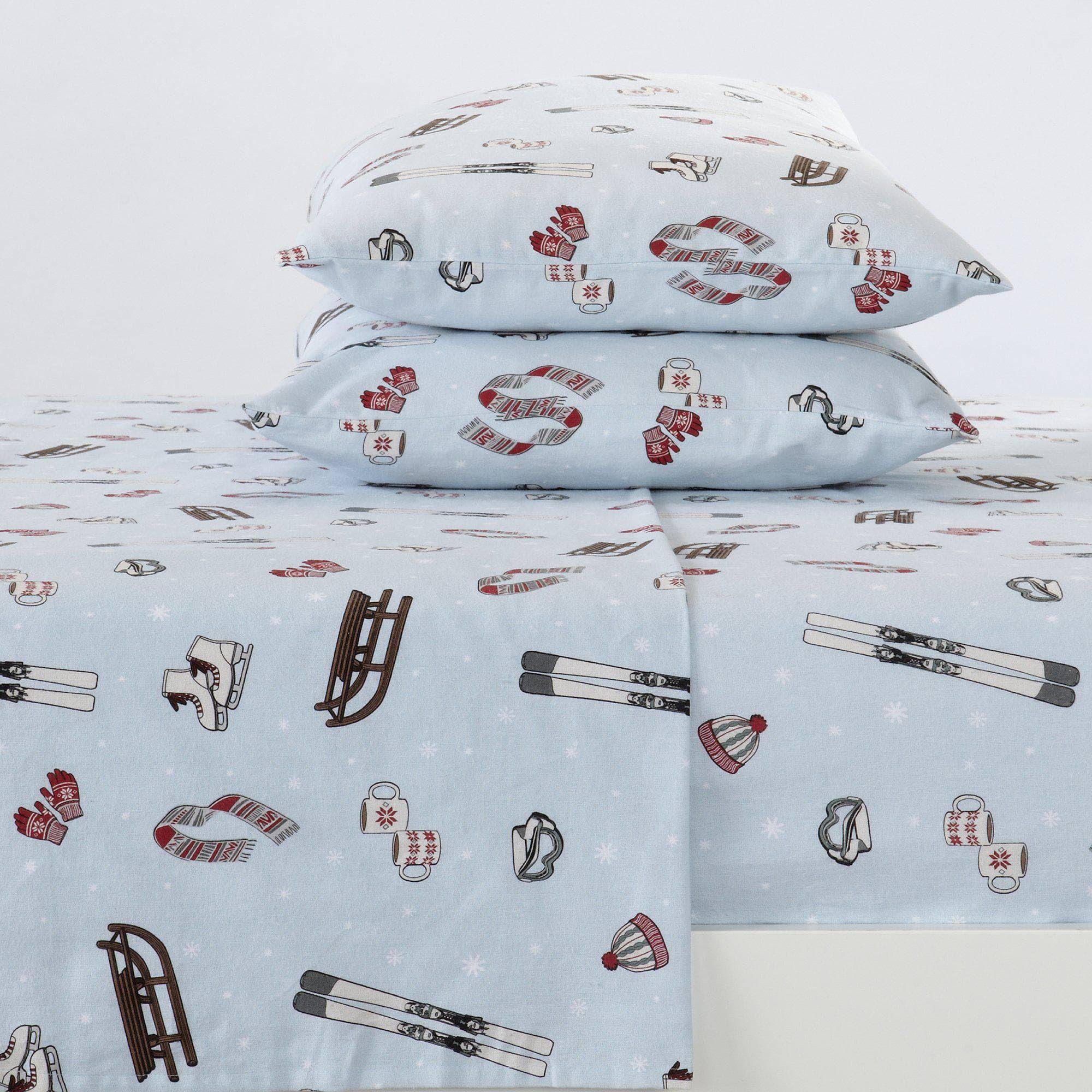 Great Bay Home 100% Cotton Flannel Lodge Printed Sheet Set Twin XL Tobogan