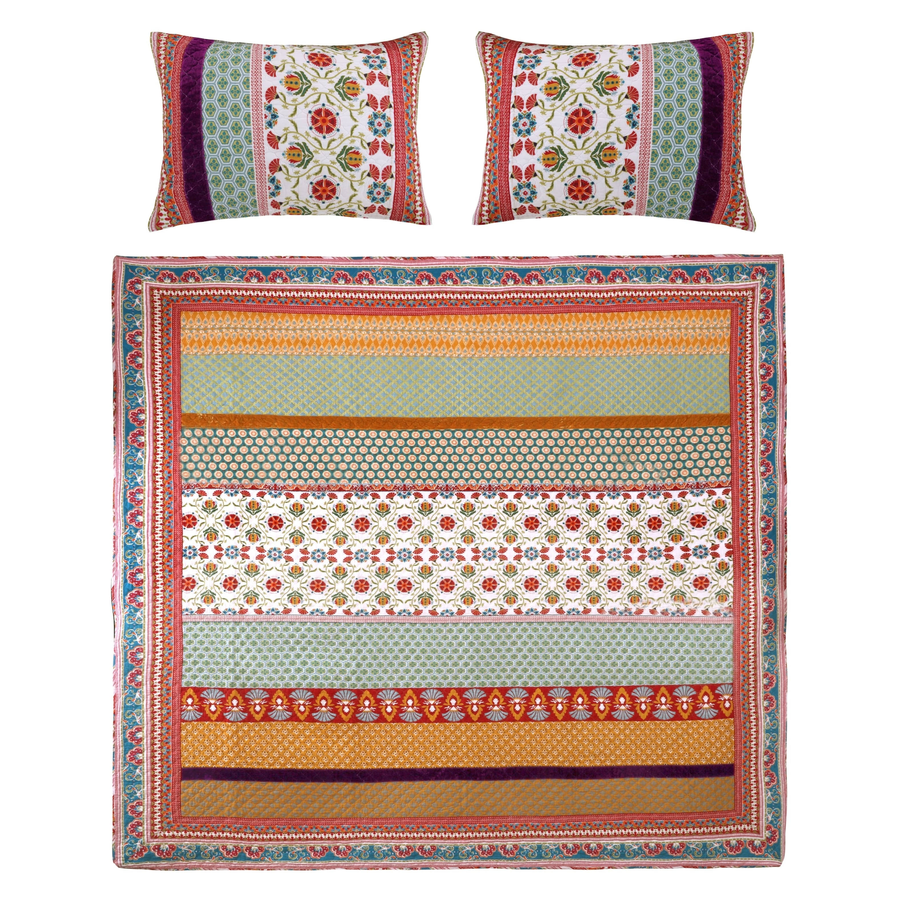 Greenland Home Fashions Thalia 3-Piece Cotton Quilt Set, Size: King