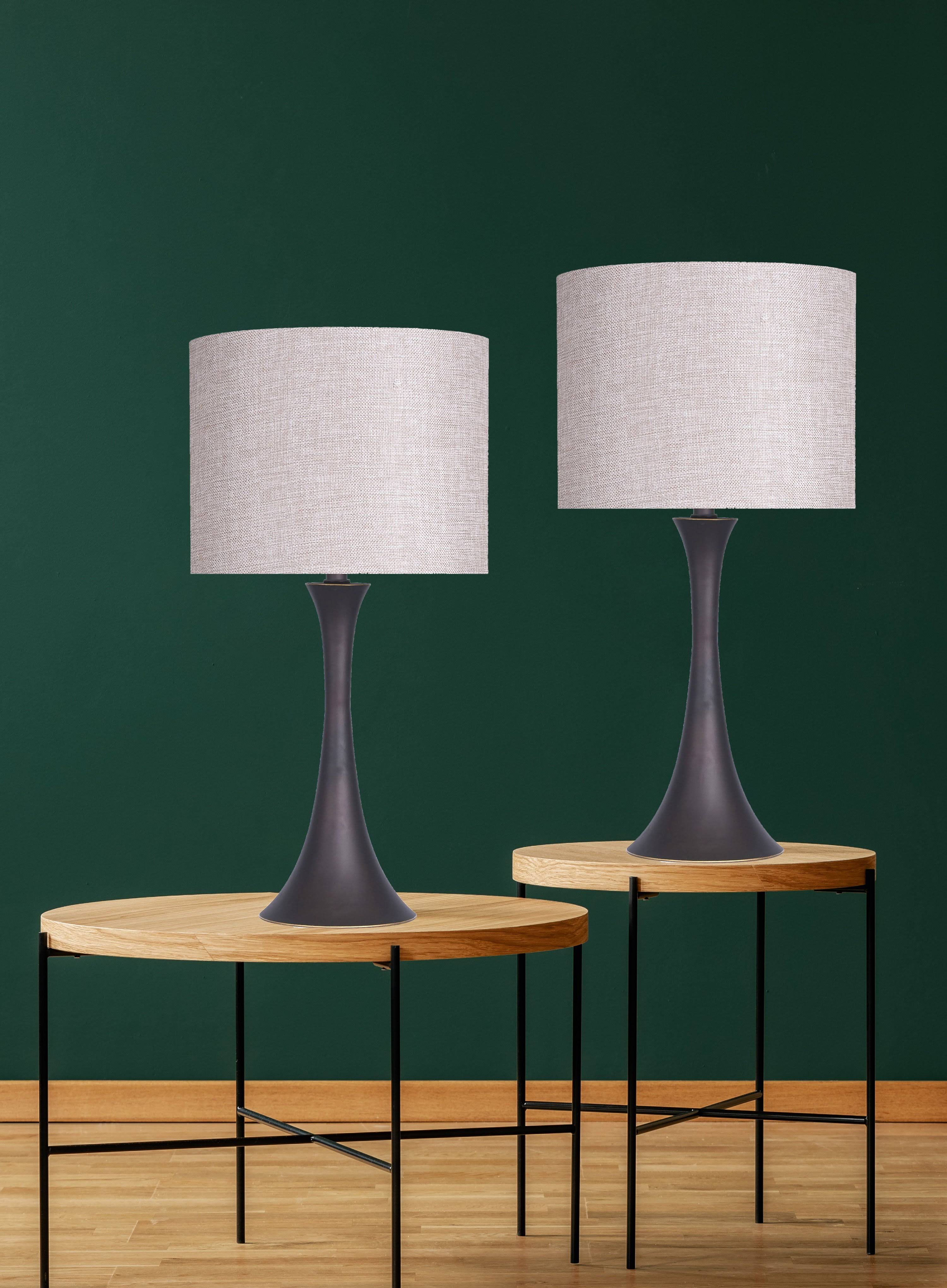 Oil Rubbed Bronze Table Lamps with Tan Textured Linen Shade 24x22 Set of 2