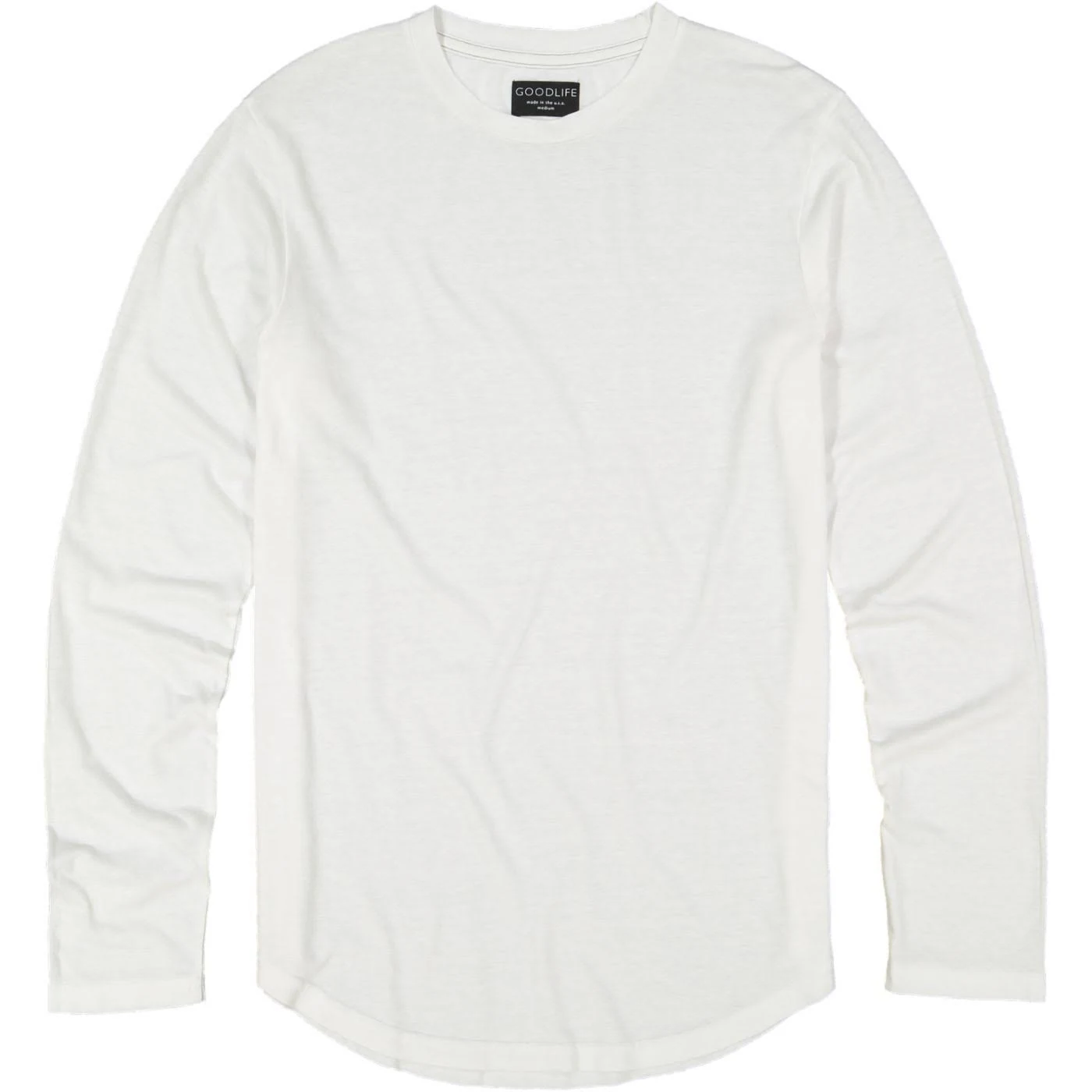 Goodlife Tri-Blend Long Sleeve Scallop Crew in White, Size: Large
