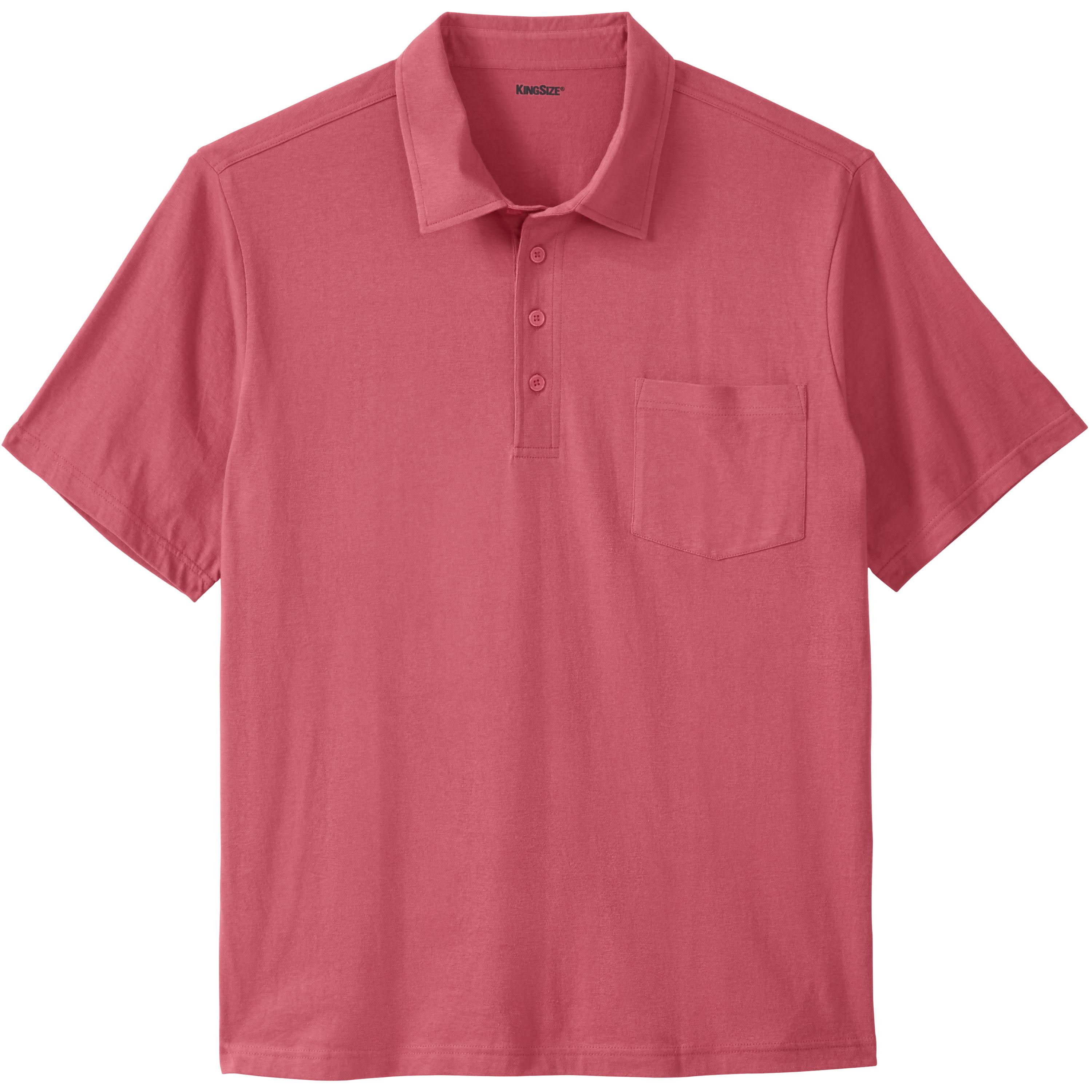 Men&s Big u0026 Tall Lightweight Pocket Golf Polo Shirt by KingSize in Dark Salmon (Size 5XL)