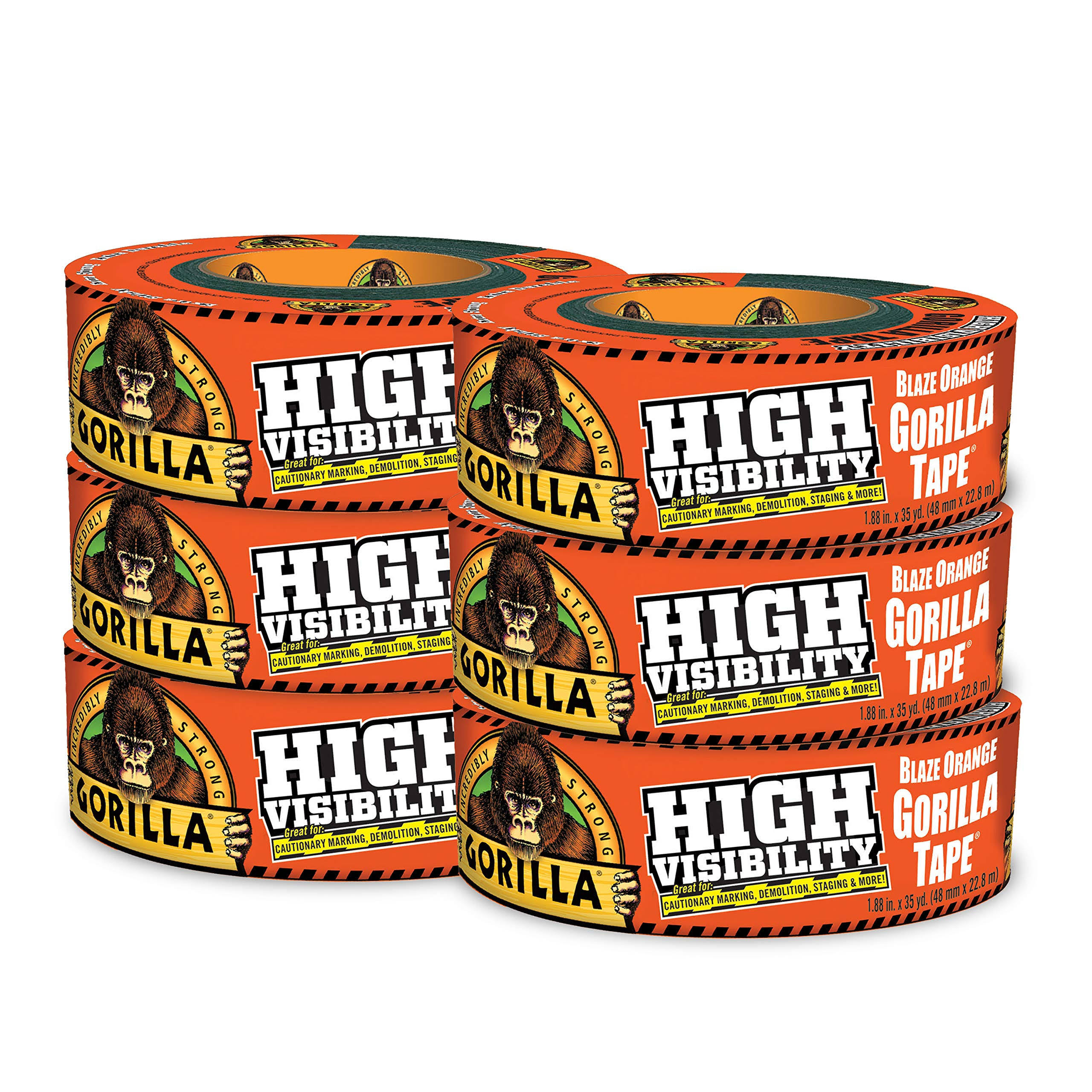 Gorilla 1.88 in. x 35 yd. High Visibility Orange Tape (6-Pack), Blaze Orange 6004002