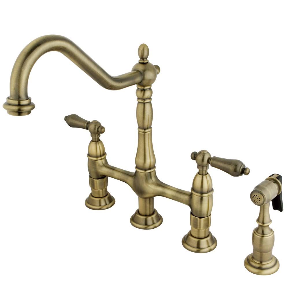 Kingston Brass KS1273ALBS Heritage Kitchen Faucet with Brass Sprayer, 8-3/4-Inch
