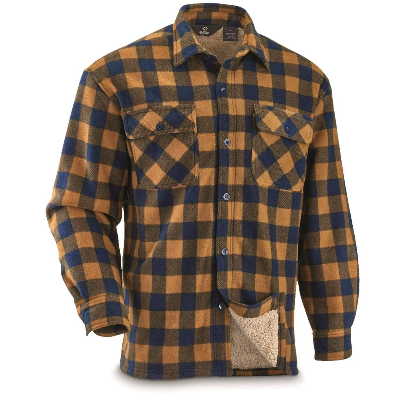 Guide Gear Mens Sherpa Lined Fleece CPO Shirt, Size: 2XL Tall, Adobe Buffalo