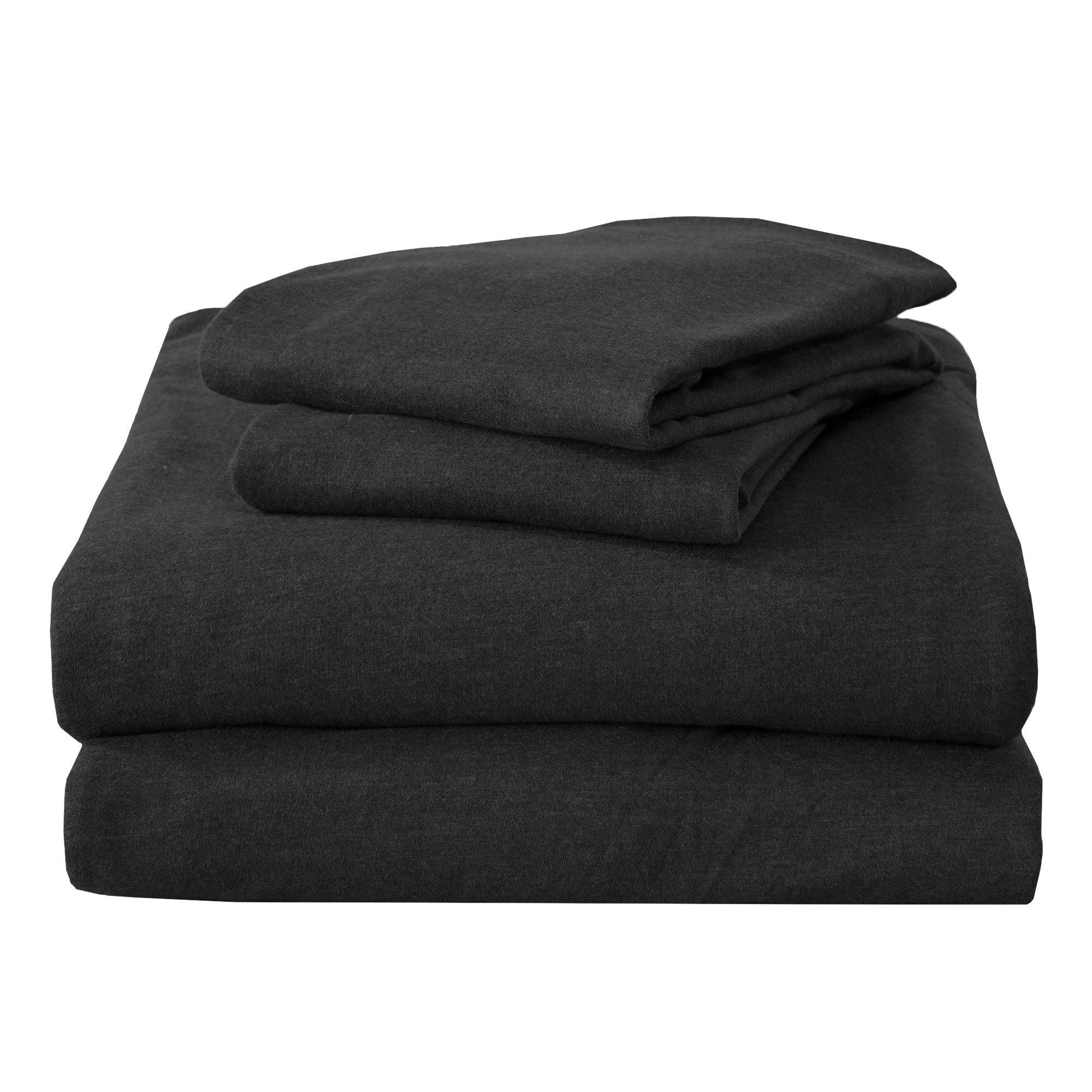Great Bay Home Cozy Flex Super Soft Flannel Jersey Sheet Set - Queen - Charcoal