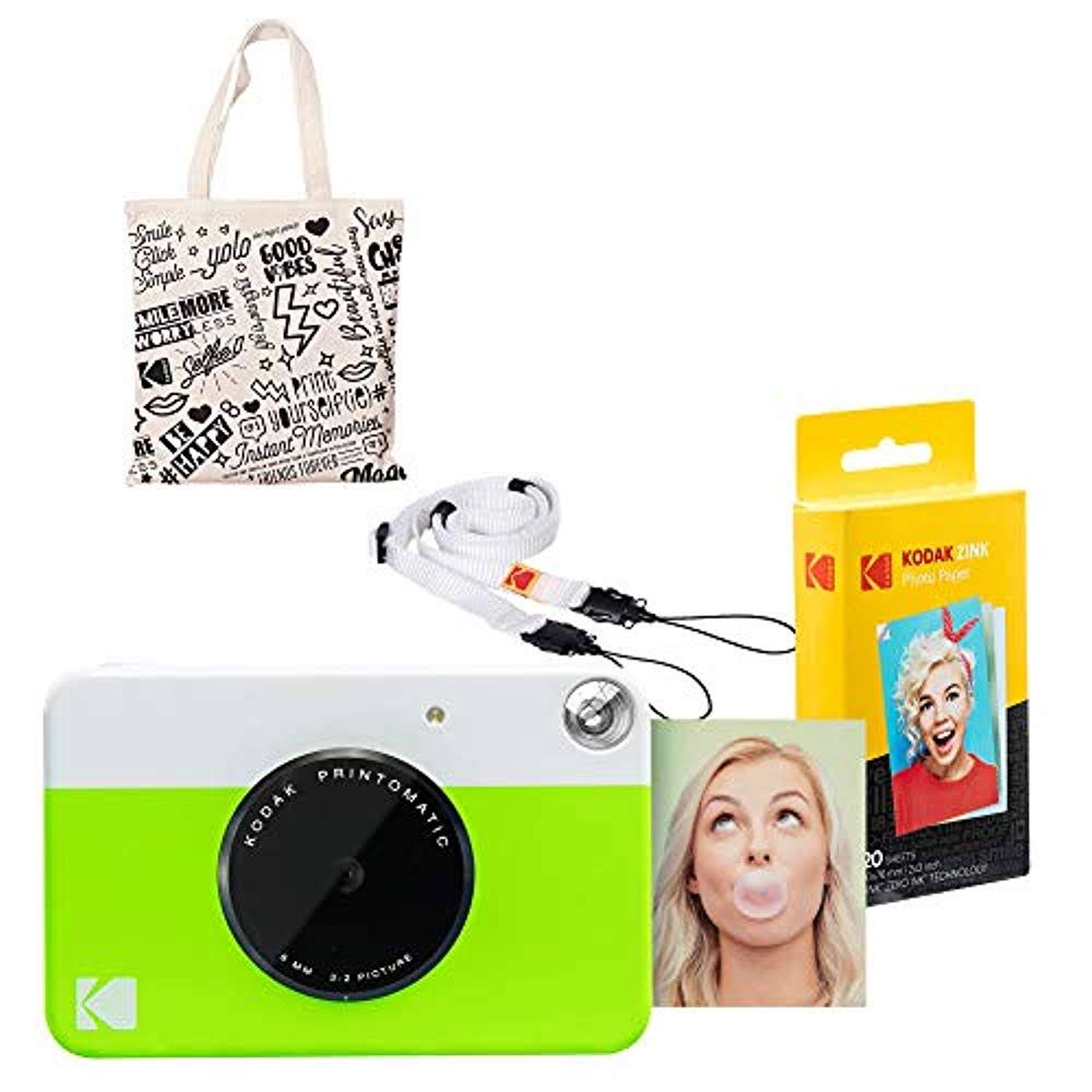 Kodak Printomatic Instant Print Camera (Green) Starter Kit with Tote Bag