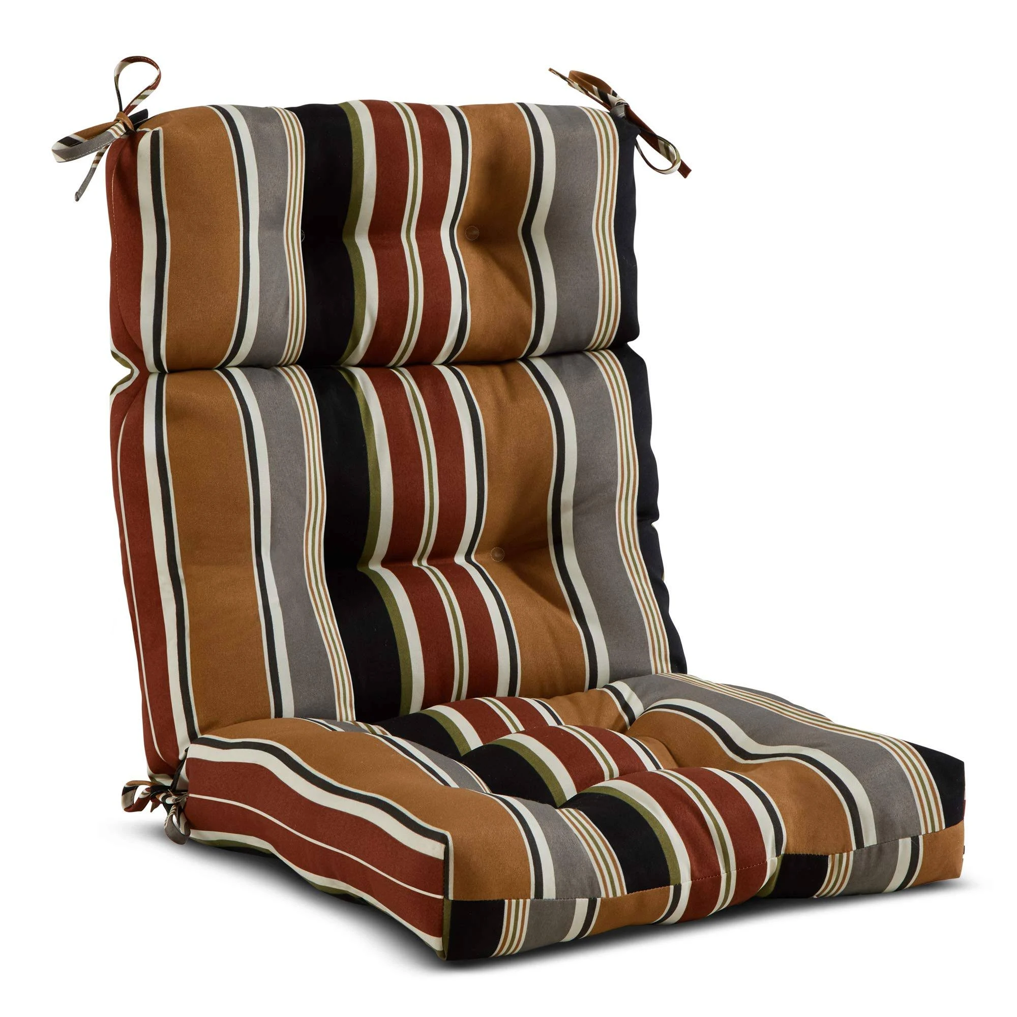 Greendale Home Fashions AZ4809-BRICK Espresso Stripe 44&& x 22&& Outdoor Seat/Back Chair Cushion