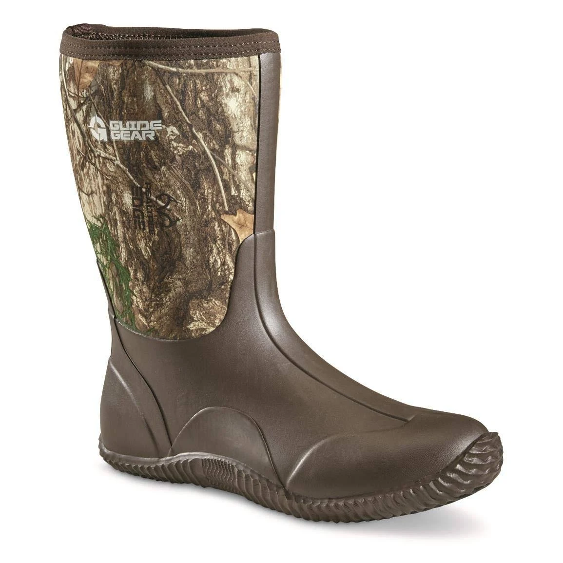 Guide Gear Men&s Mid Camo Bogger Rubber Boots, 12D, Realtree Edge