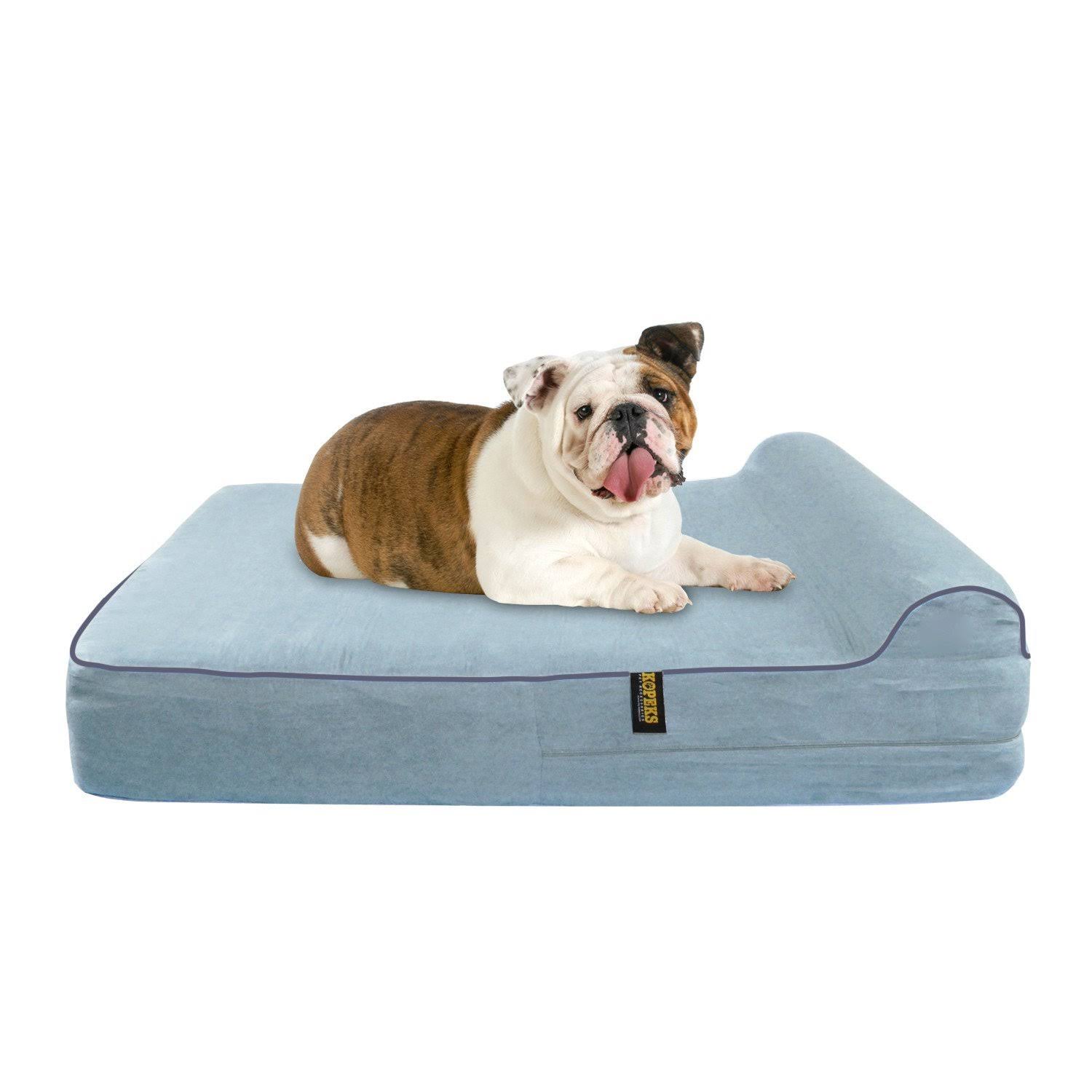 Kopeks Dog Bed with Pillow Orthopedic Memory Foam Waterproof Large - Grey