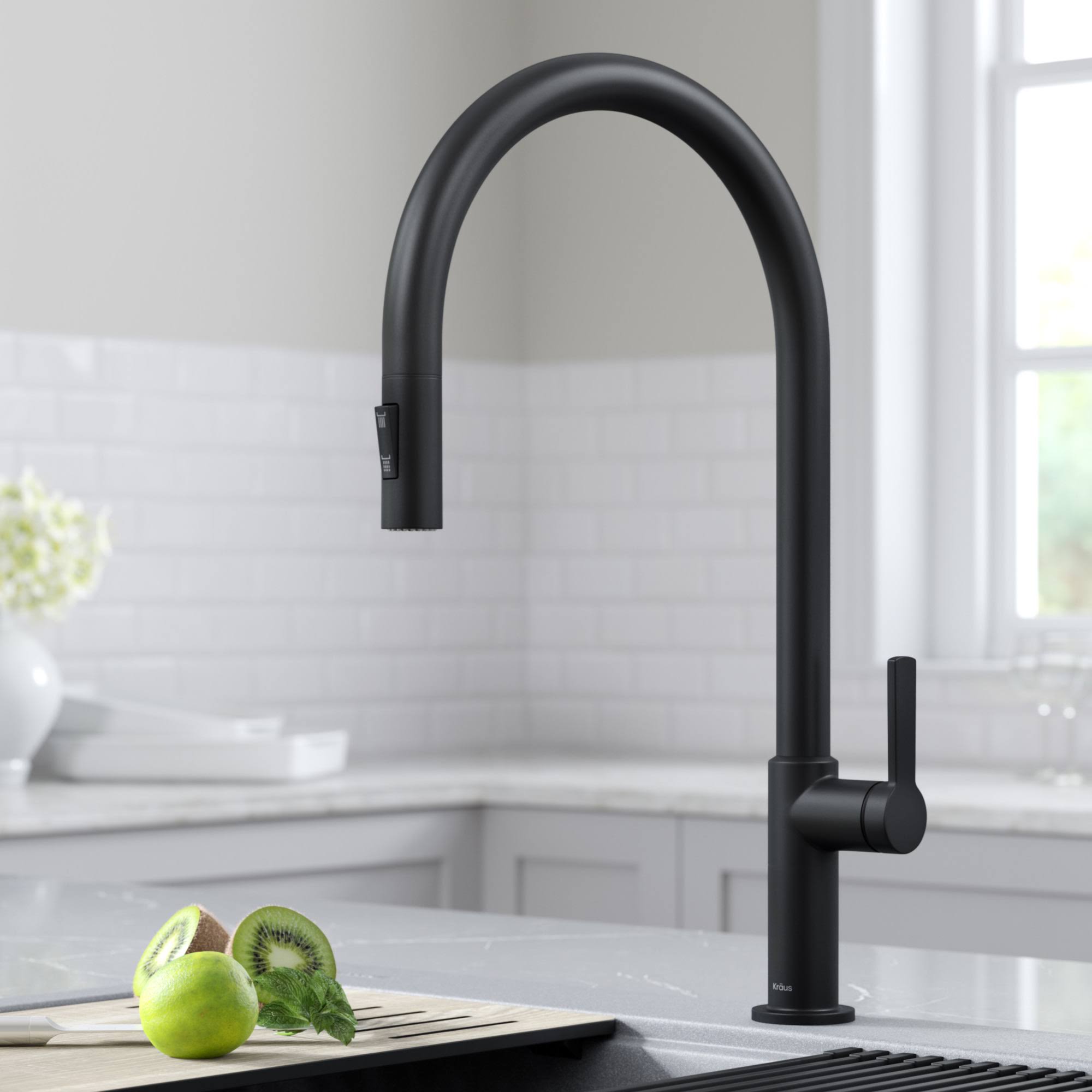 Kraus KPF-2821MB Oletto High-Arc Single Handle Pull-Down Kitchen Faucet Matte Black