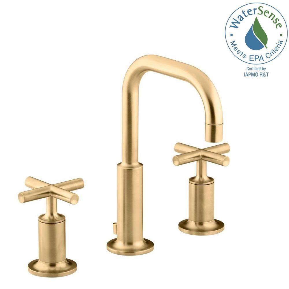 Purist Widespread Bathroom Faucet with Drain Assembly Finish: Vibrant Moderne Brushed Gold 14406-3