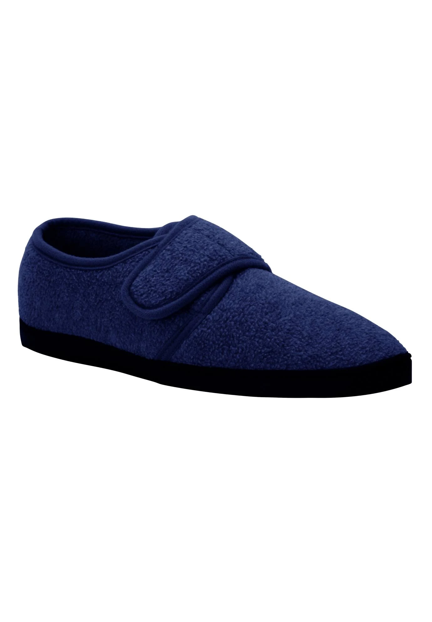 Men&s Adjustable Fleece Slippers by KingSize in Navy (Size 14 M)