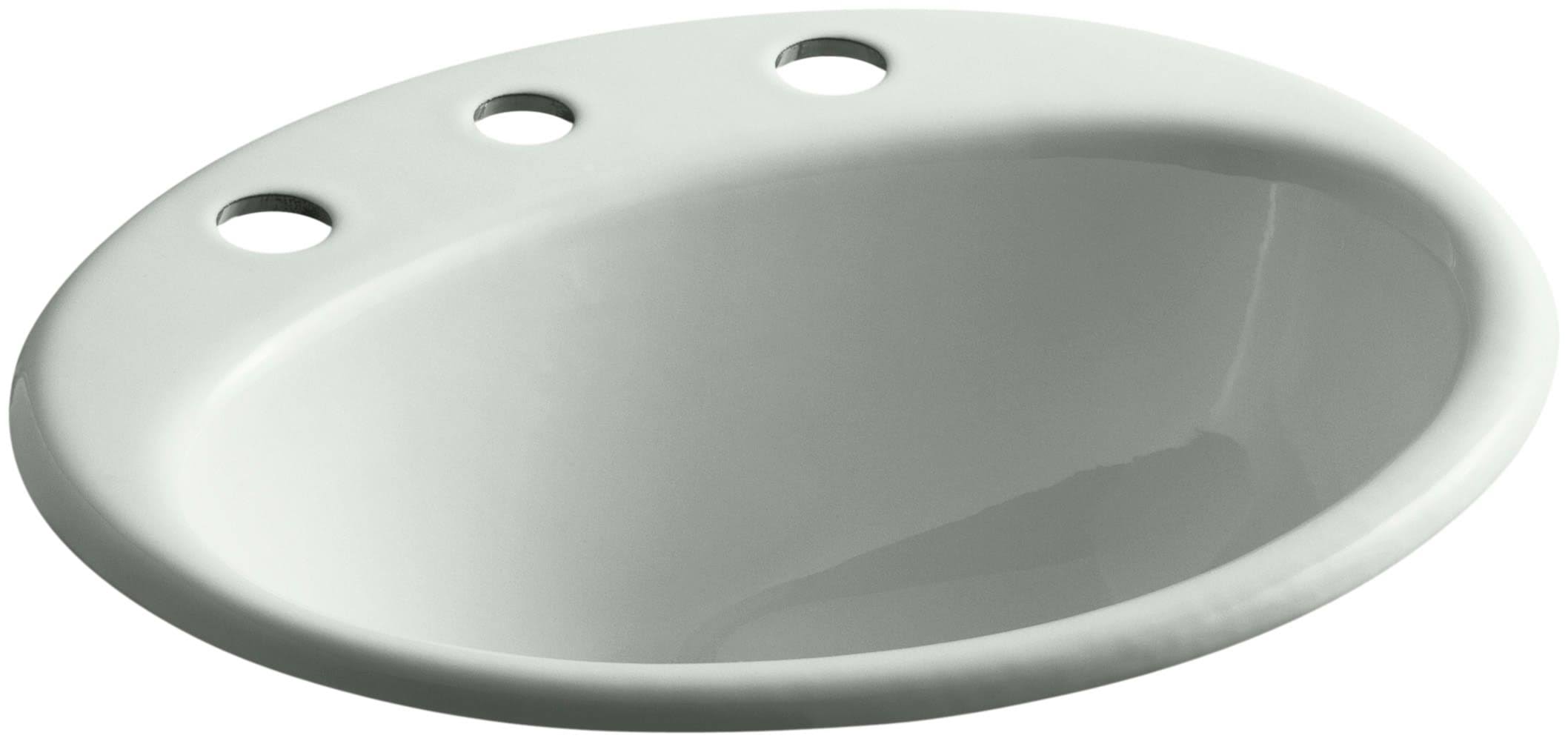 Kohler K-2905-8-FF Farmington Drop-in Bathroom Sink with 8-Inch Widespread Faucet Holes, Sea Salt