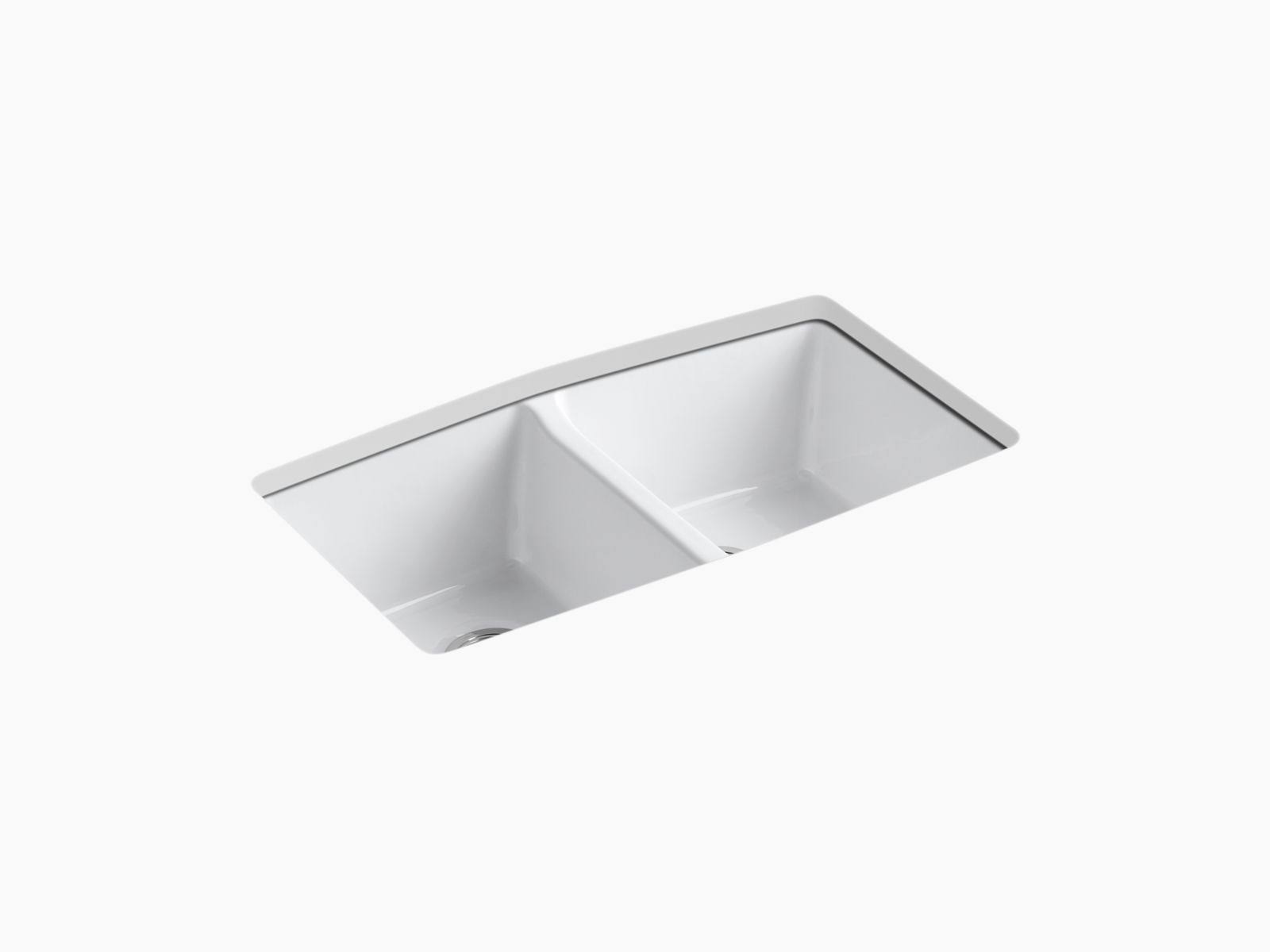 Kohler 5846-5U-0 Brookfield 33x22 x 22x22 x 9-5/8x22 Undermount double-equal Kitchen Sink - White