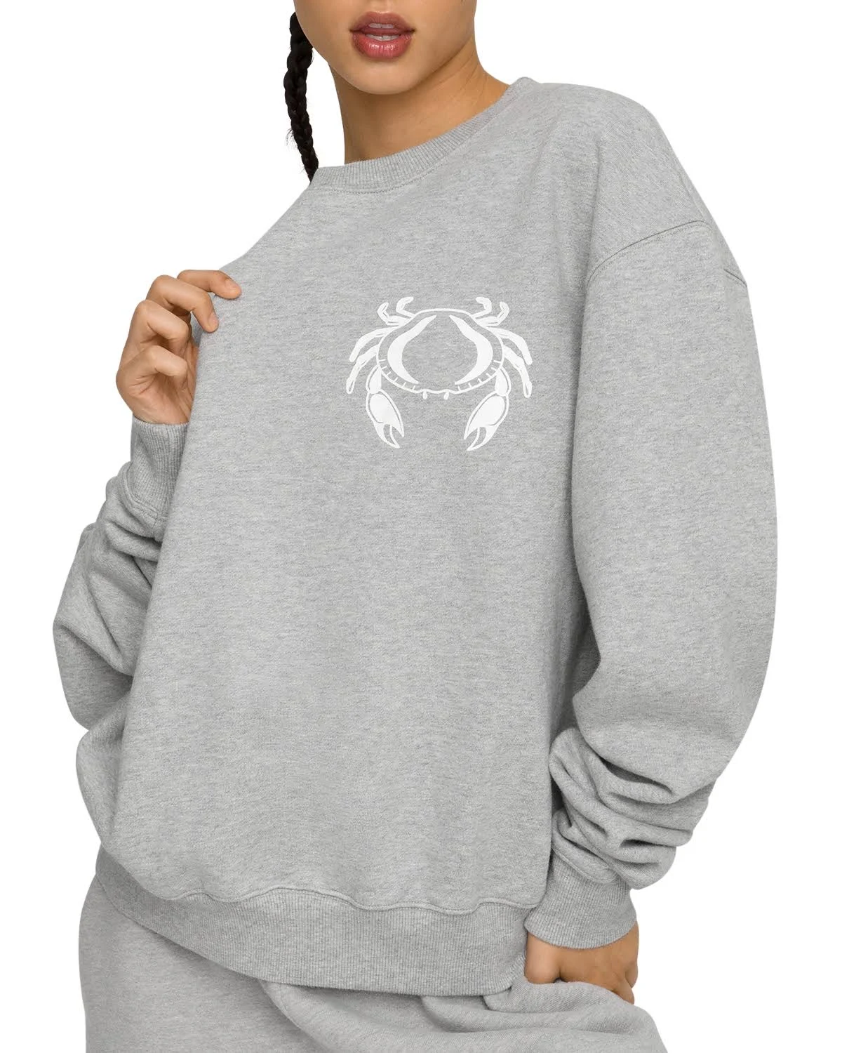 Good American Women&s Cotton Zodiac Boyfriend Sweatshirt - Gray - Size 4/XL