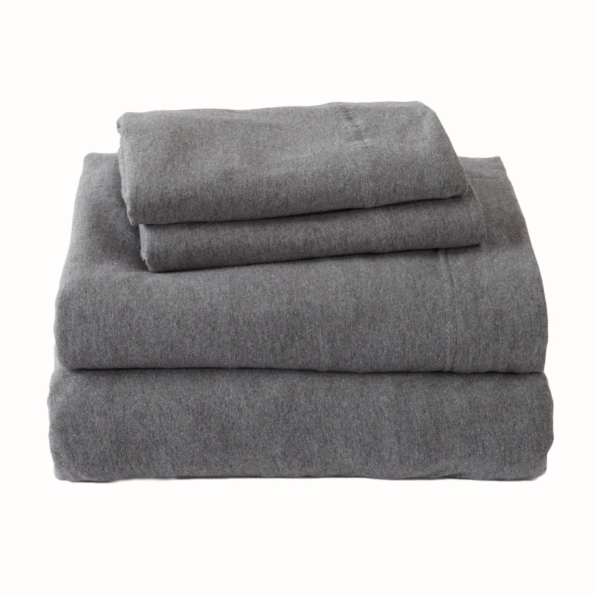 Great Bay Home Cotton Jersey Knit Sheet Set King Charcoal
