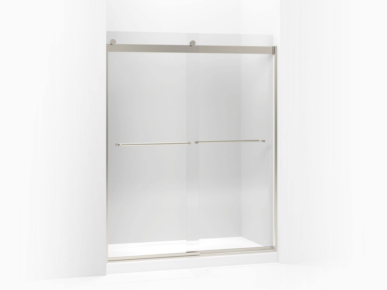 KOHLER K-706015-L-MX Levity Frameless Sliding Shower Door with Crystal Clear Glass, Matte Nickel