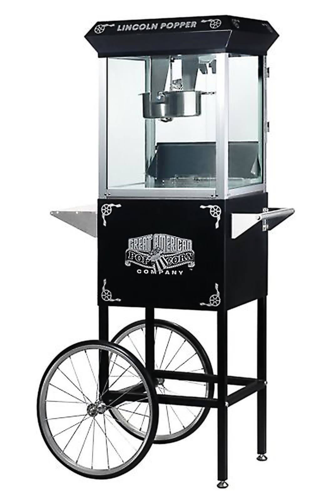 Great Northern Black Antique Style Lincoln Popcorn Popper Machine Cart 8 oz. 6005