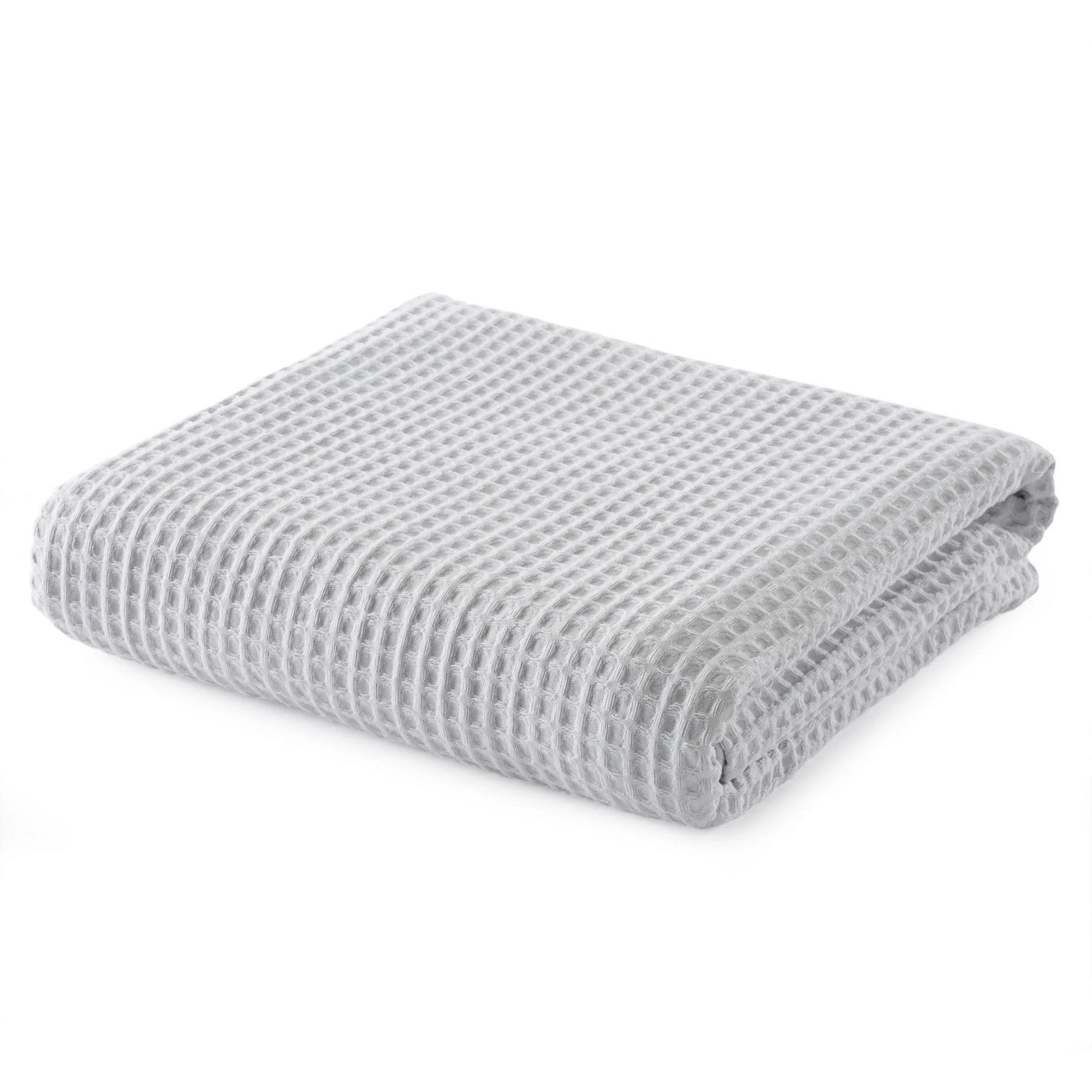 Great Bay Home 100% Cotton Waffle Weave Blanket King Light Grey
