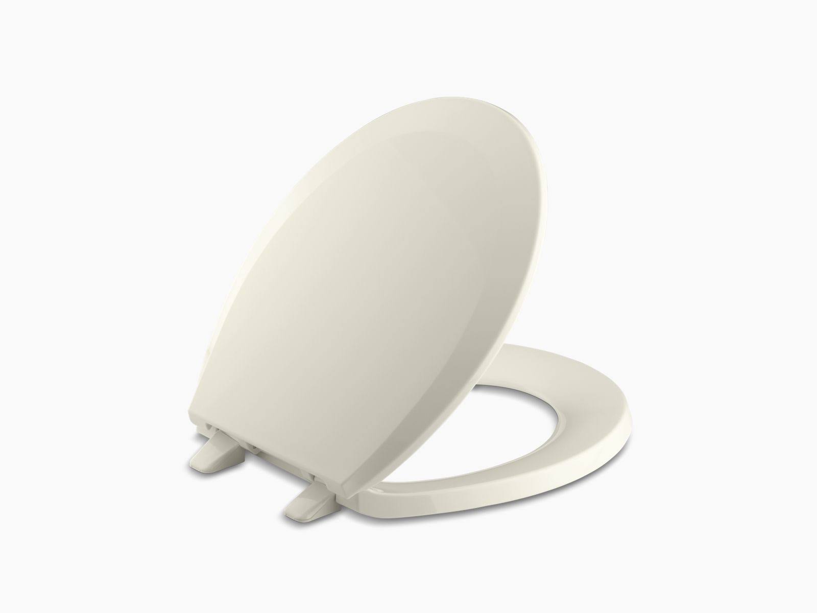 Kohler K-4662-96 Lustra with Quick-Release Hinges Round-Front Toilet Seat, Biscuit