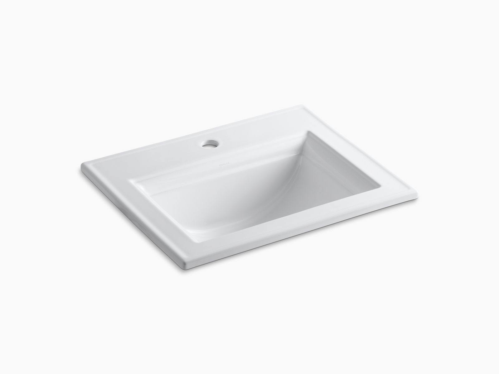 KOHLER K-2337-1-0 Memoirs Stately Drop-In Bathroom Sink with Single Faucet Hole, White