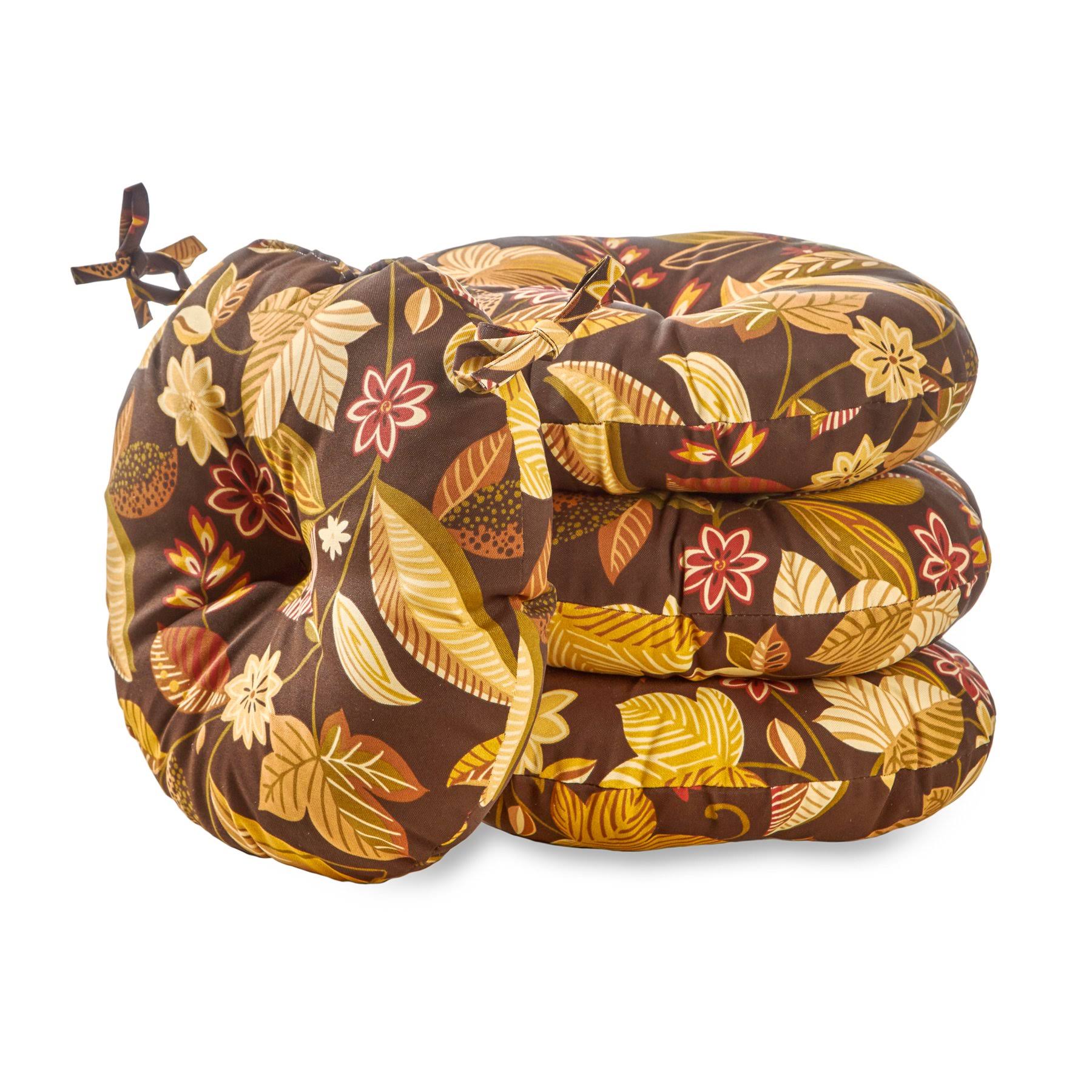 Greendale Home Fashions 15 in. Round Outdoor Bistro Seat Cushion - Set of 4, Timberland