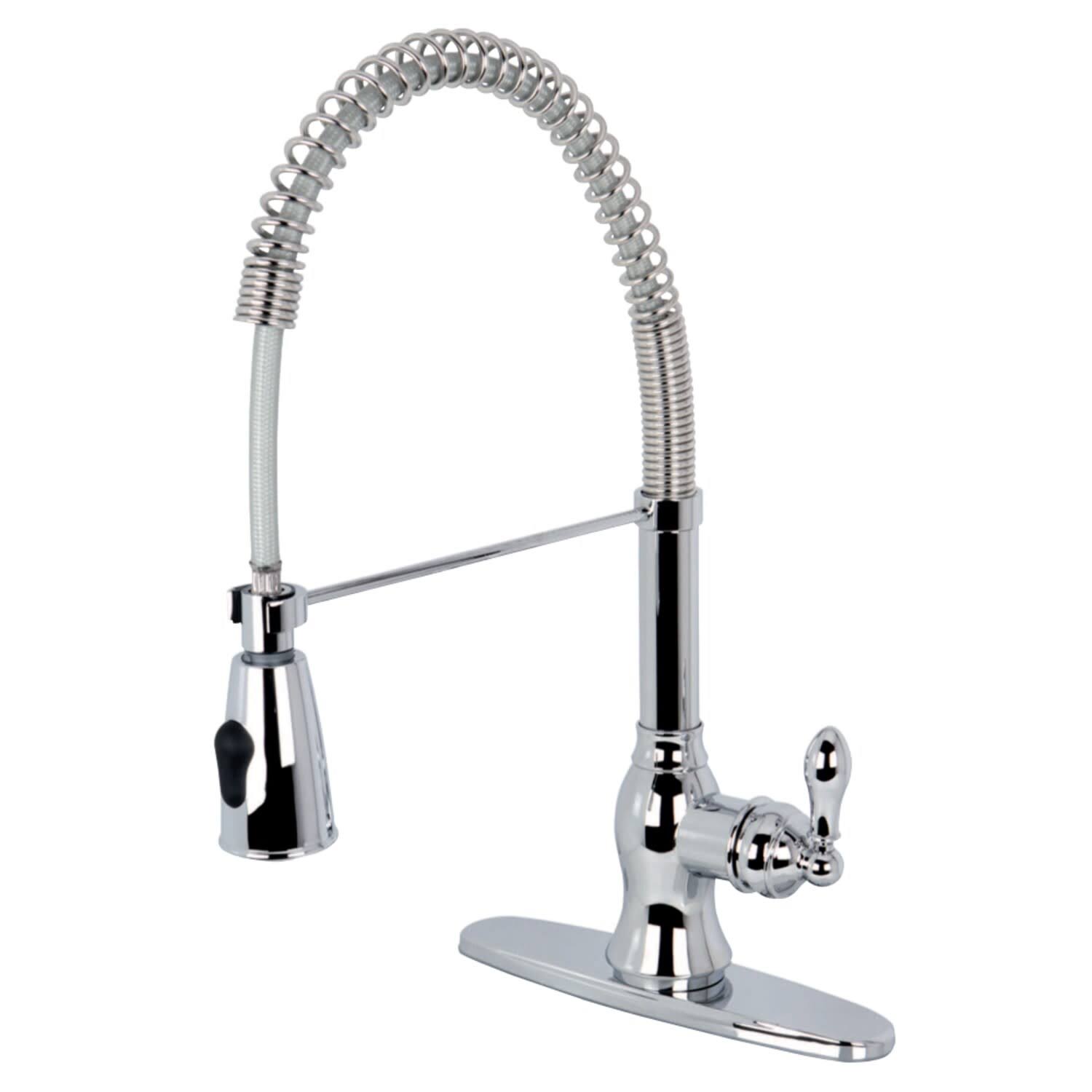Kingston Brass GSY8891ACL Gourmetier American Classic Single Handle Pull-Down Spray Kitchen Faucet Chrome