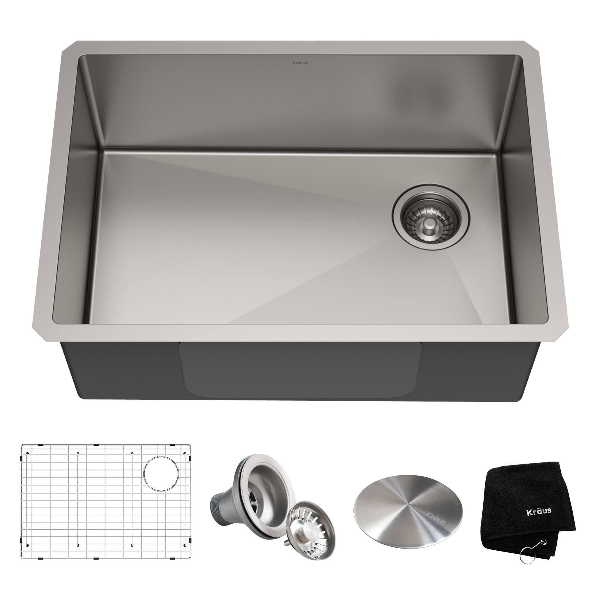 Kraus Standart Pro Undermount Single Bowl Stainless Steel Kitchen Sink - 27 inch (27x22L x 19x22W x 10.5x22D)