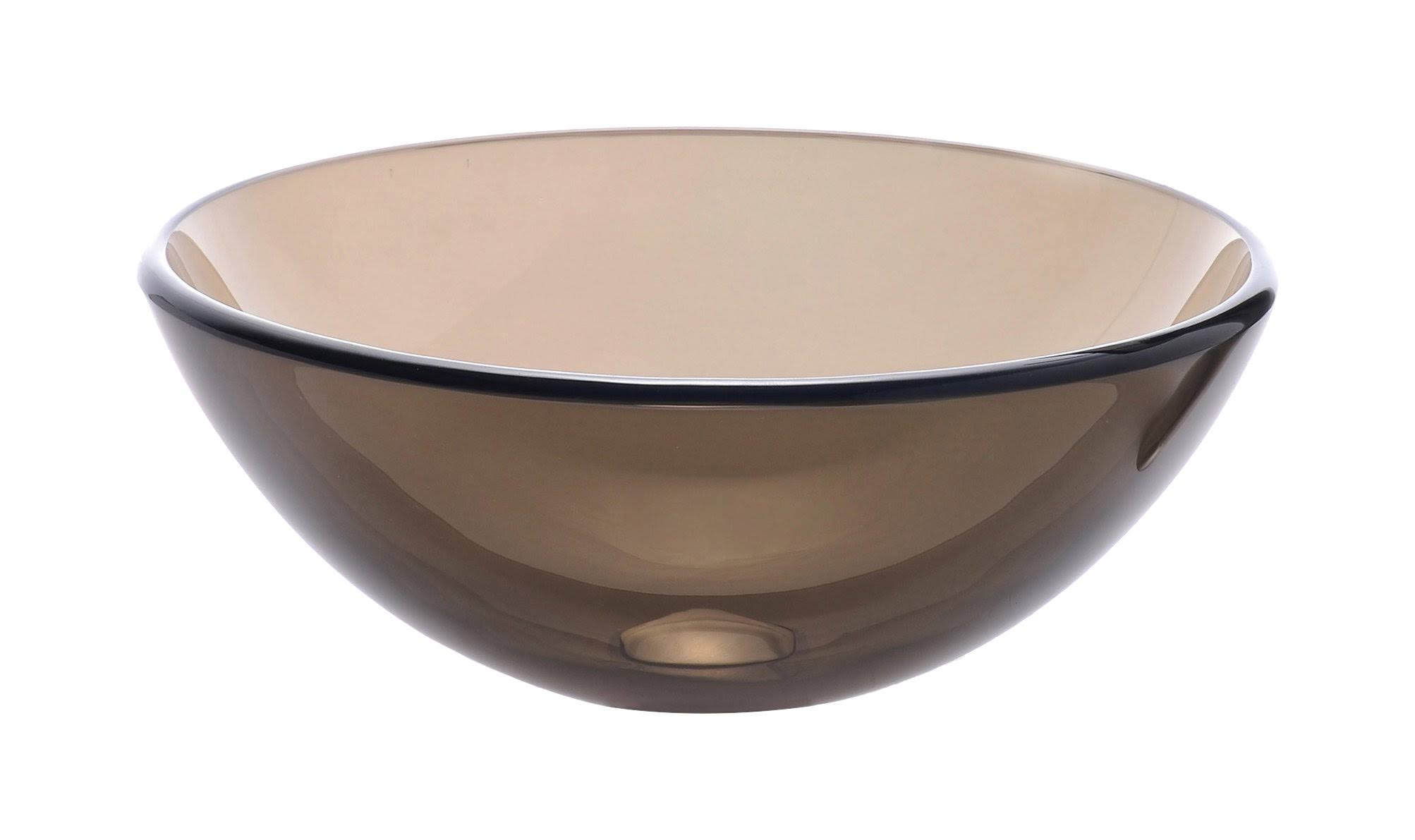 Kraus GV-103-14-ORB 14 in. Glass Vessel Sink with Pop-Up Drain u0026 Mounting Ring Clear Brown - Oil Rubbed Bronze