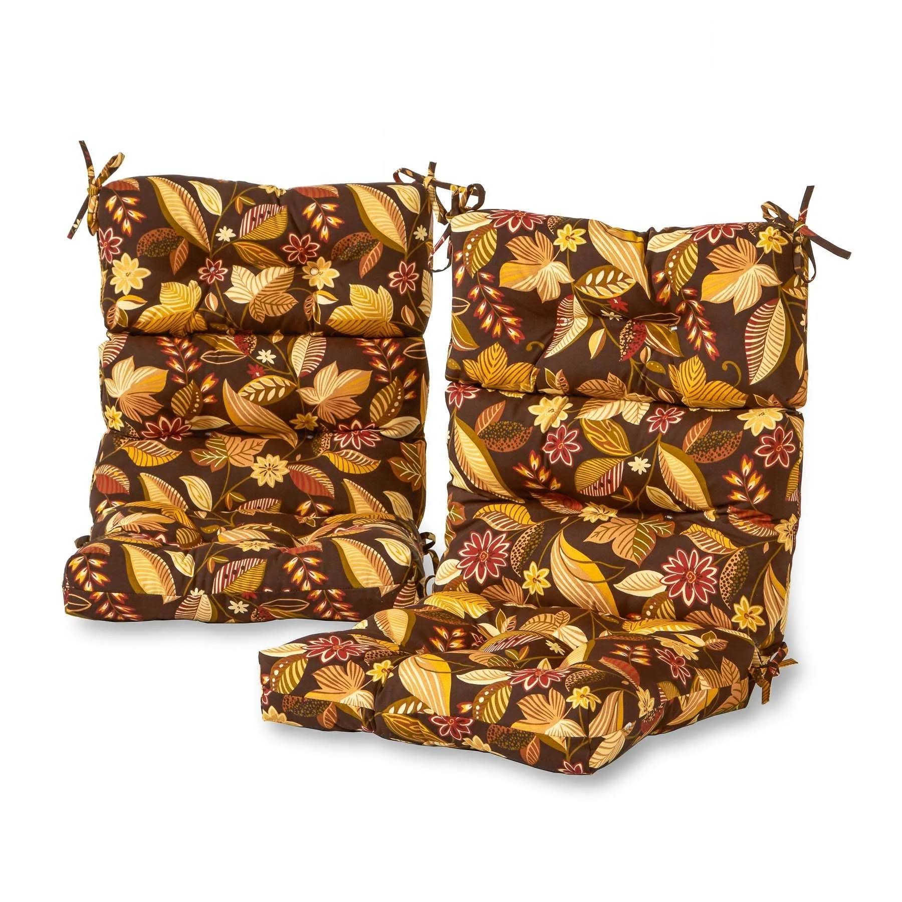 Greendale Home Fashions Outdoor High Back Chair Cushion (Set of 2), Timberland Floral