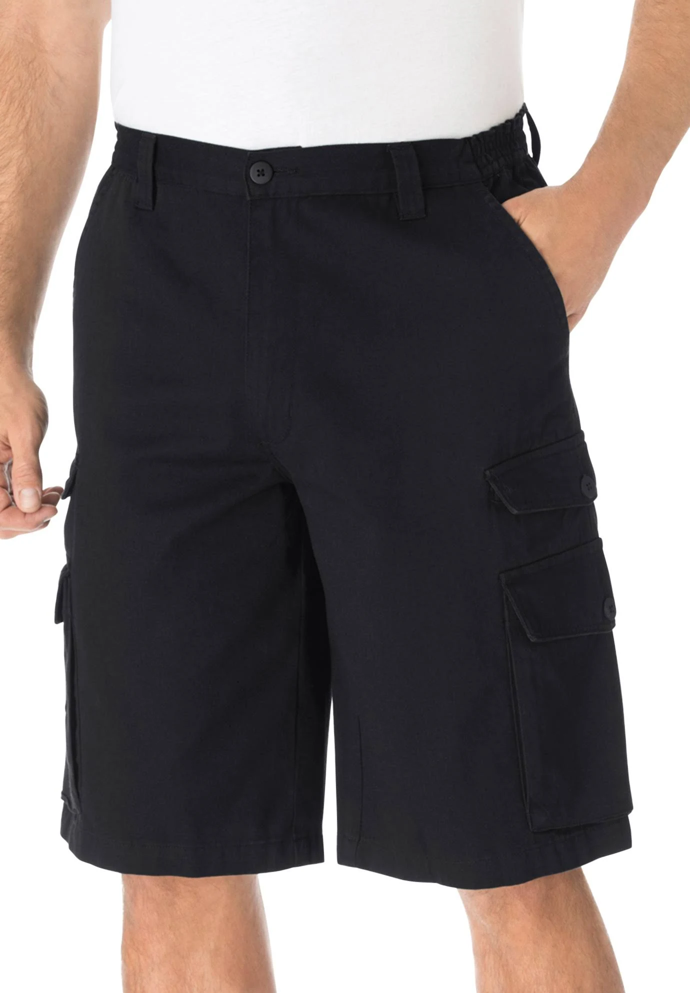 Men&s Big u0026 Tall 12x22 Cargo Shorts by KingSize in Black (Size 62)