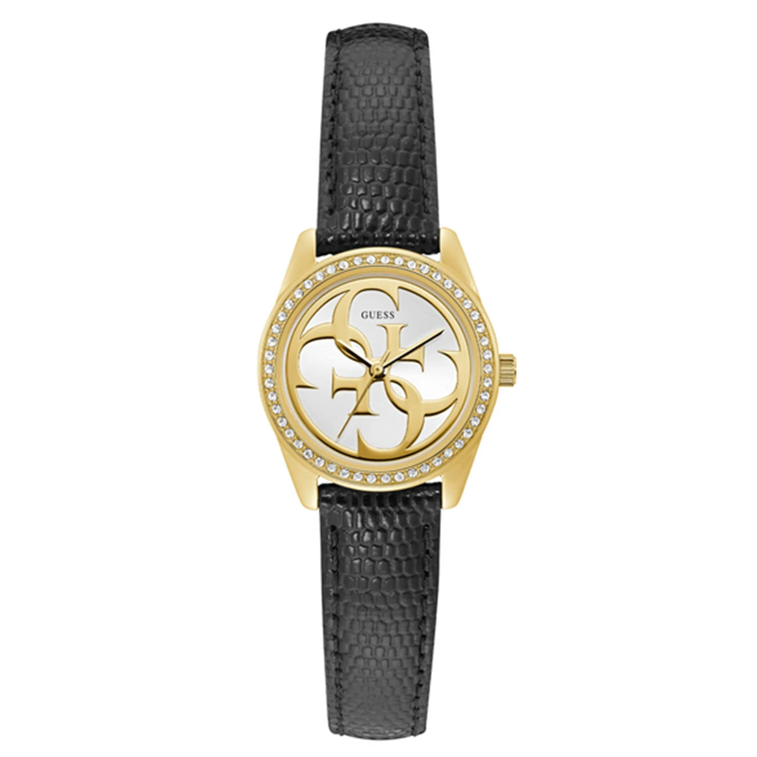 Guess Men&s Black Leather Strap Watch 44mm GW0011G2