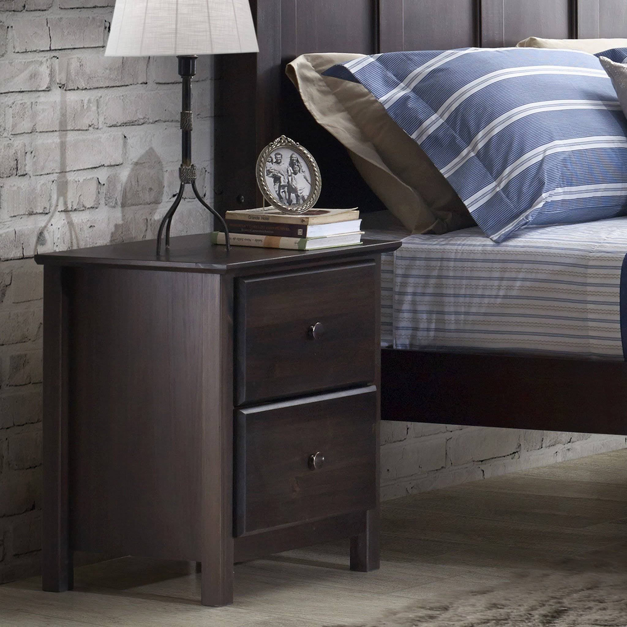 Grain Wood Furniture Shaker 2-Drawer Solid Wood Nightstand - Espresso