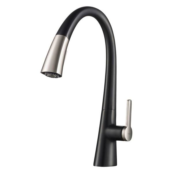 Kraus KPF-1673SFSMB Nolen Spot Free Dual Function Pull-Down Kitchen Faucet, Stainless Steel u0026 Matte Black