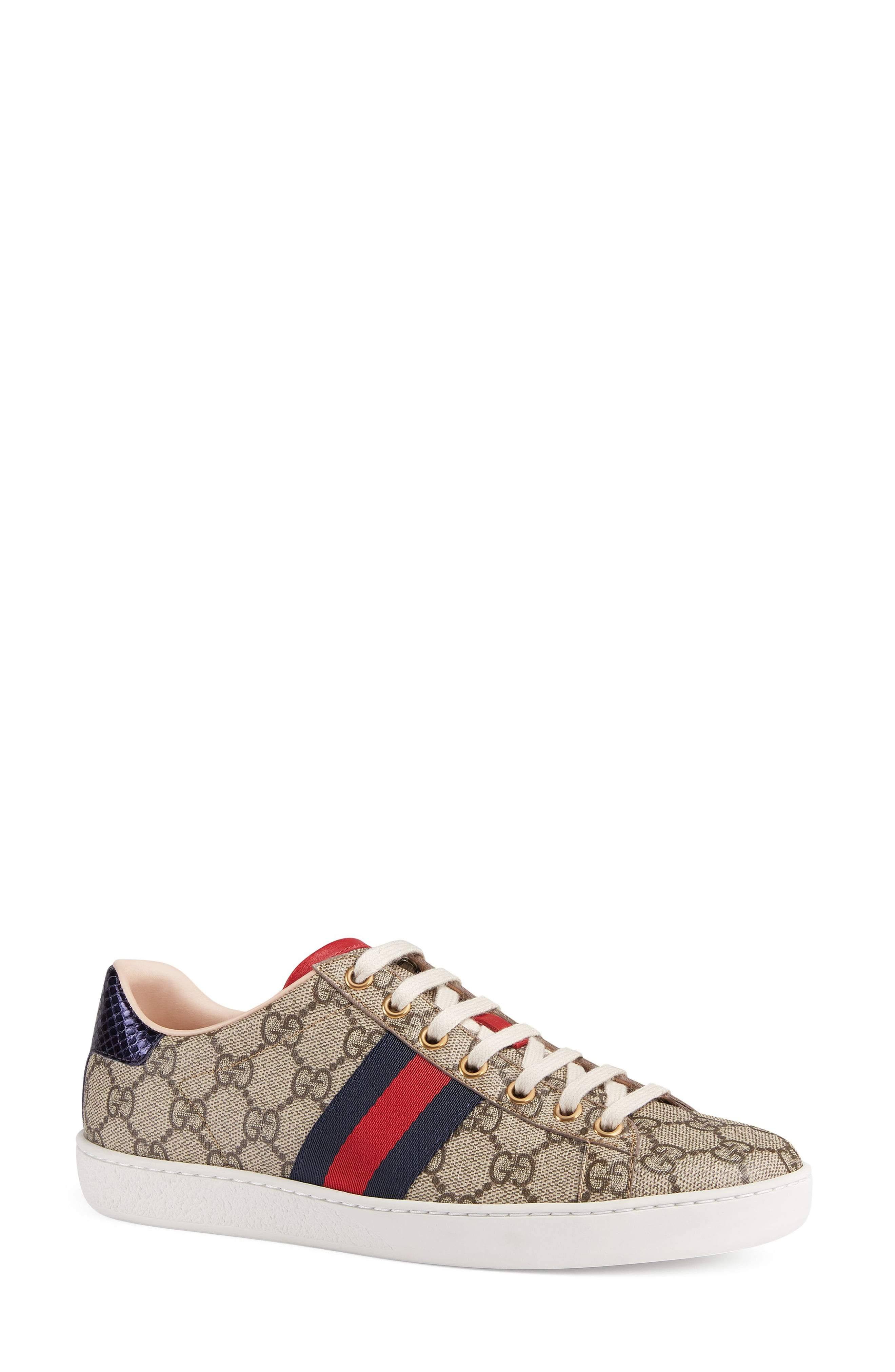 Gucci Women&s New Ace GG Supreme Sneakers - Beige - Size 9